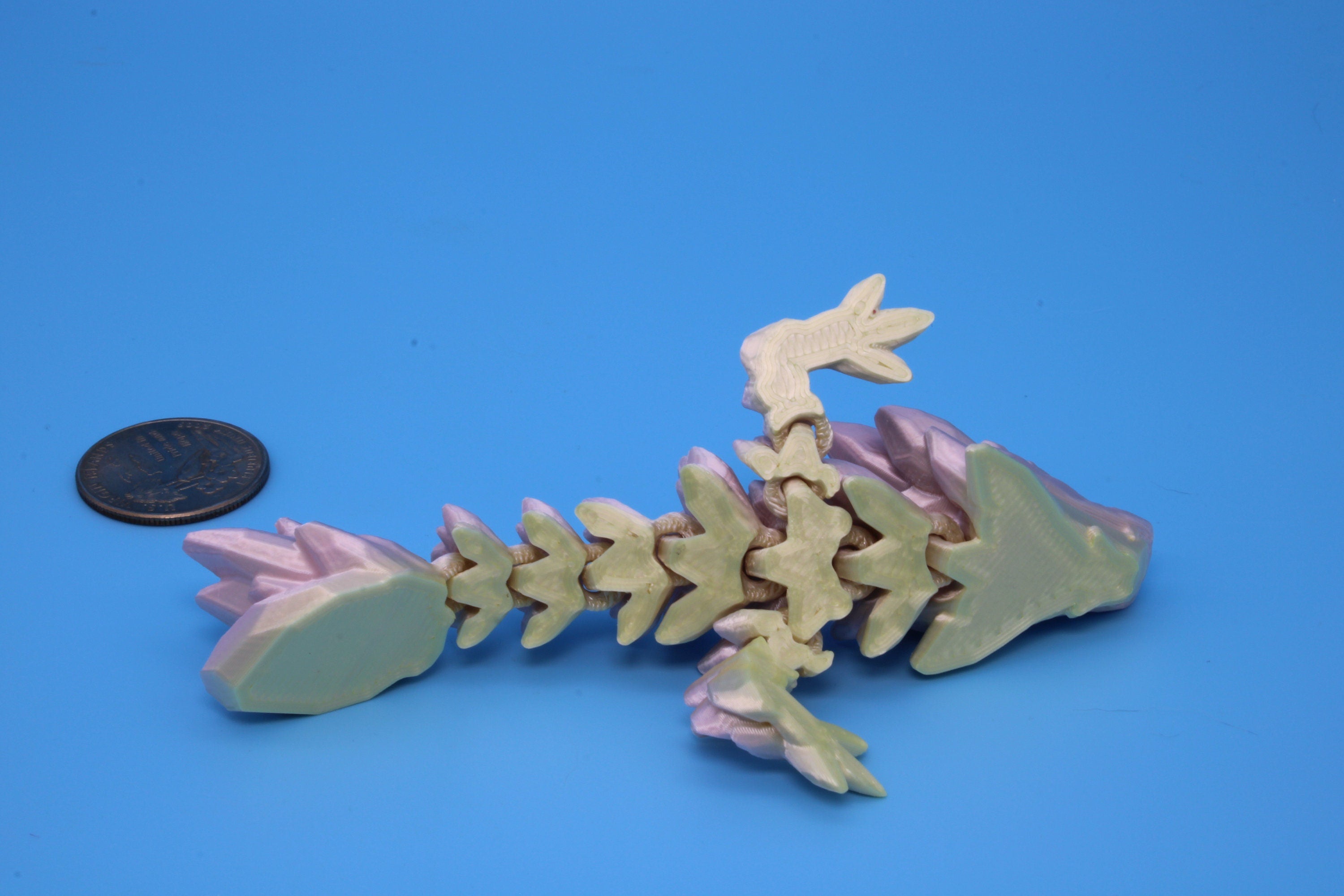 Miniature Baby Gem Dragon | 3D Printed | Articulating Dragon | Flexi Toy | Adult Fidget Toy | 4.5 in. (Made)