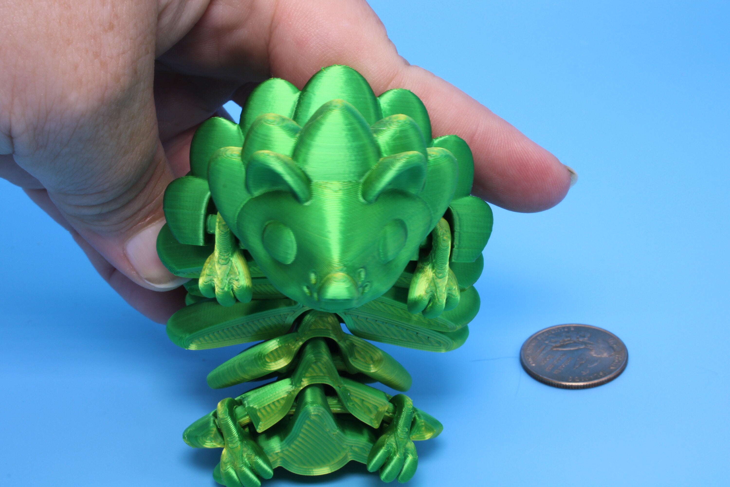 Hedgehog- Green & Yellow | 3D Printed | Small Cute Hedgehog | Sensory Toy | Fidget Toy.