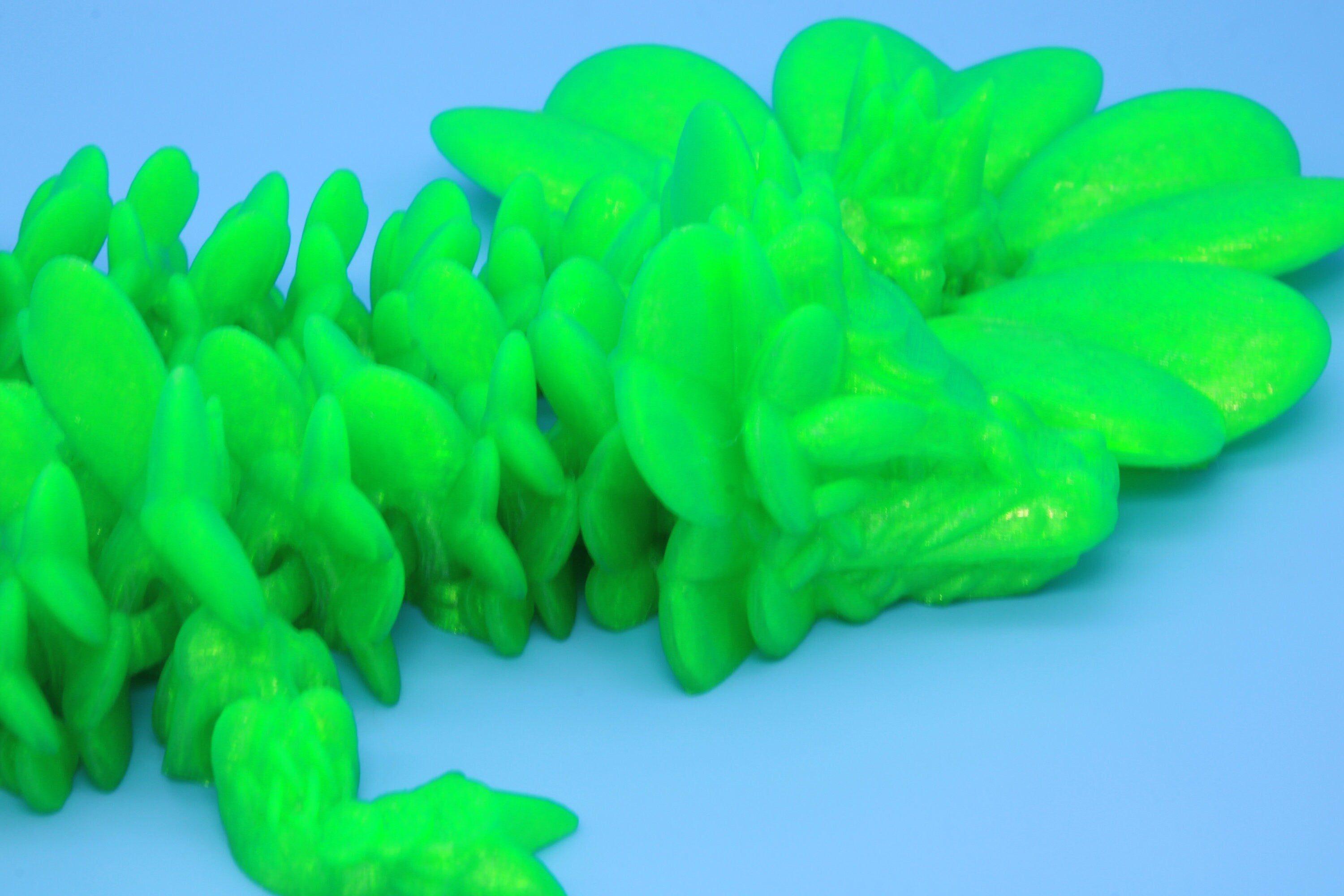 Clover Dragon- Rainbow | 3D printed Articulating Dragon Fidget Toy | Flexi | 18 in. Lucky Dragon | Four Leaf Clover Dragon.