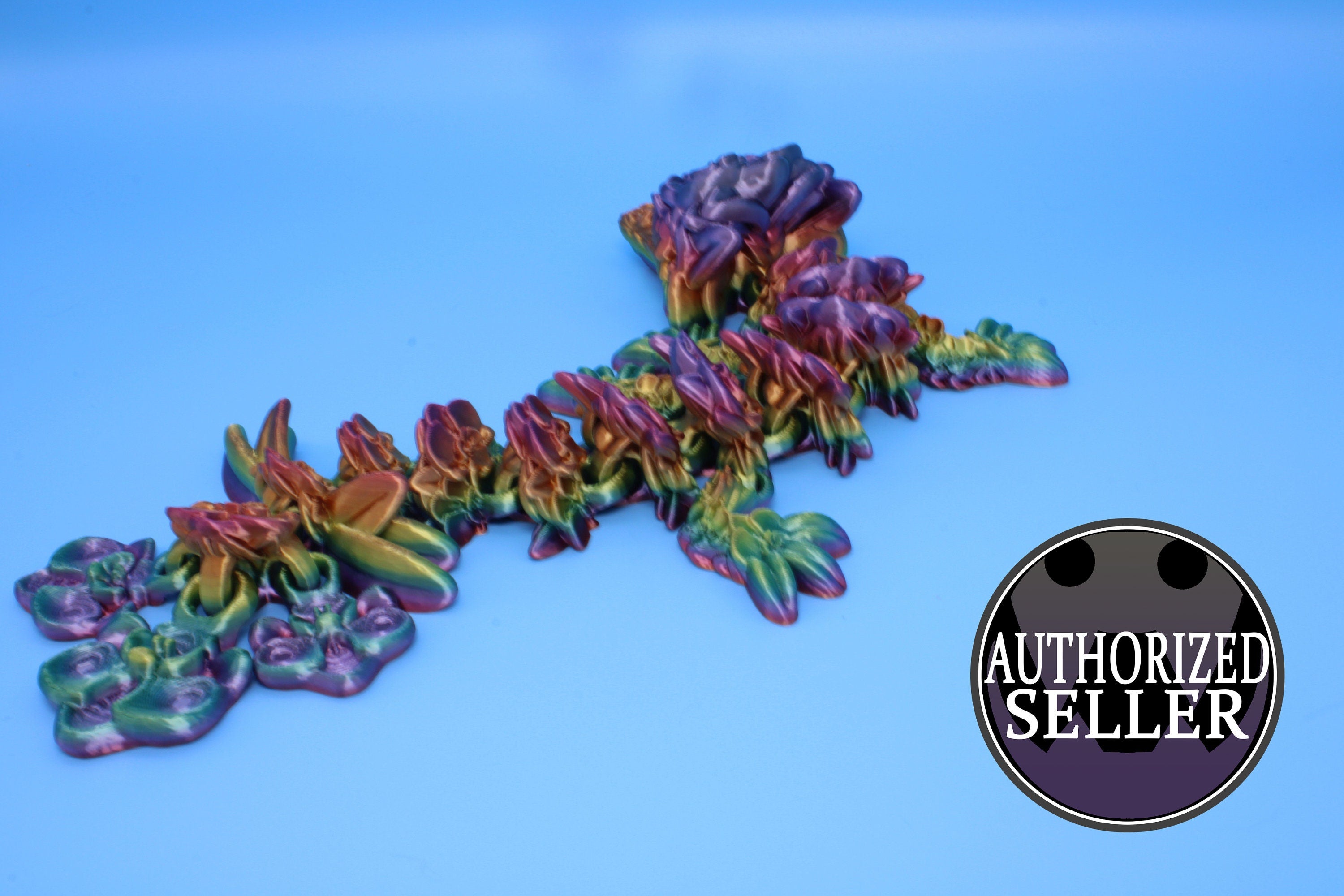 Baby Orchid Dragon- Rainbow | 3D Printed | Flexi Toy | 12.5 in.