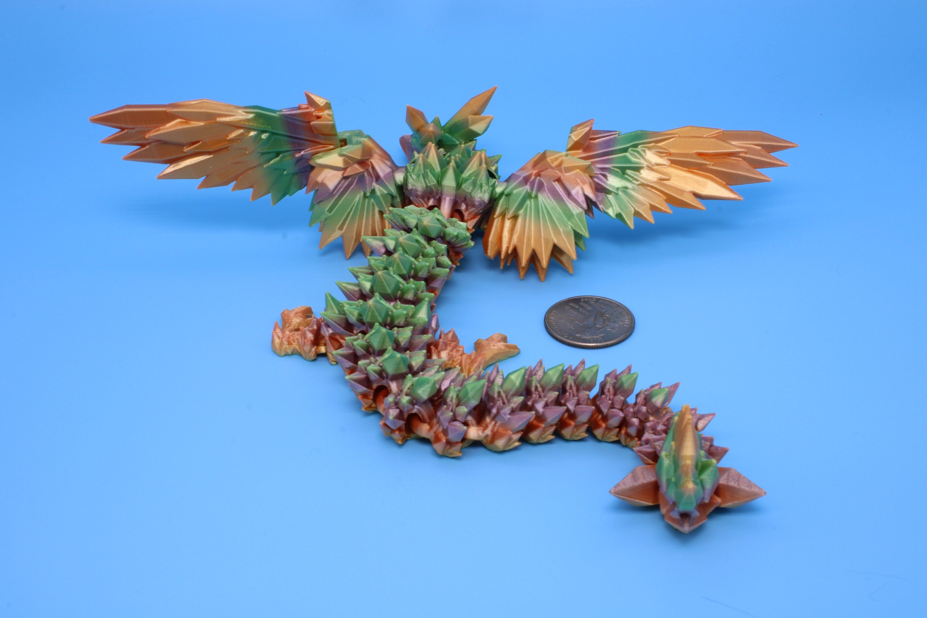 Adult Crystal Wing Dragon- Pink | Flawed | Miniature | 3D printed | Fidget Toy | 10.5in.
