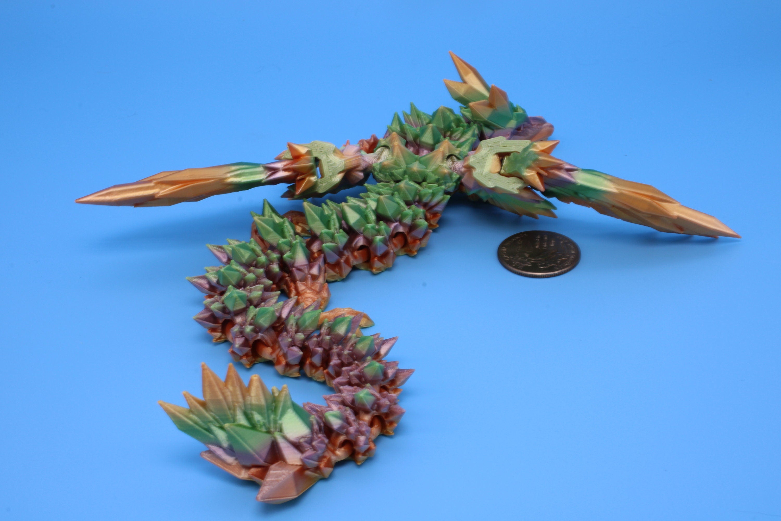 Adult Crystal Wing Dragon- Pink | Flawed | Miniature | 3D printed | Fidget Toy | 10.5in.