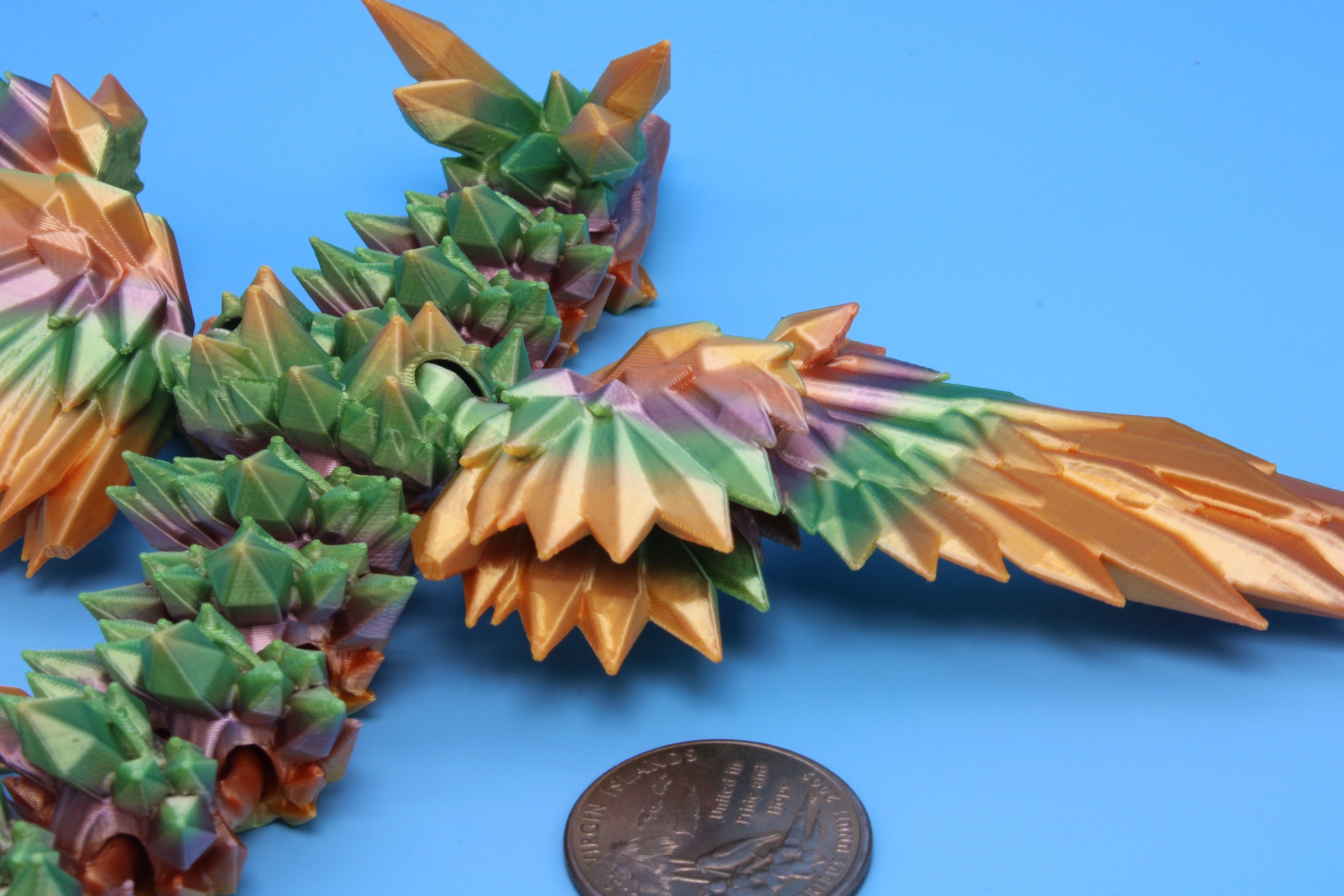 Adult Crystal Wing Dragon- Pink | Flawed | Miniature | 3D printed | Fidget Toy | 10.5in.