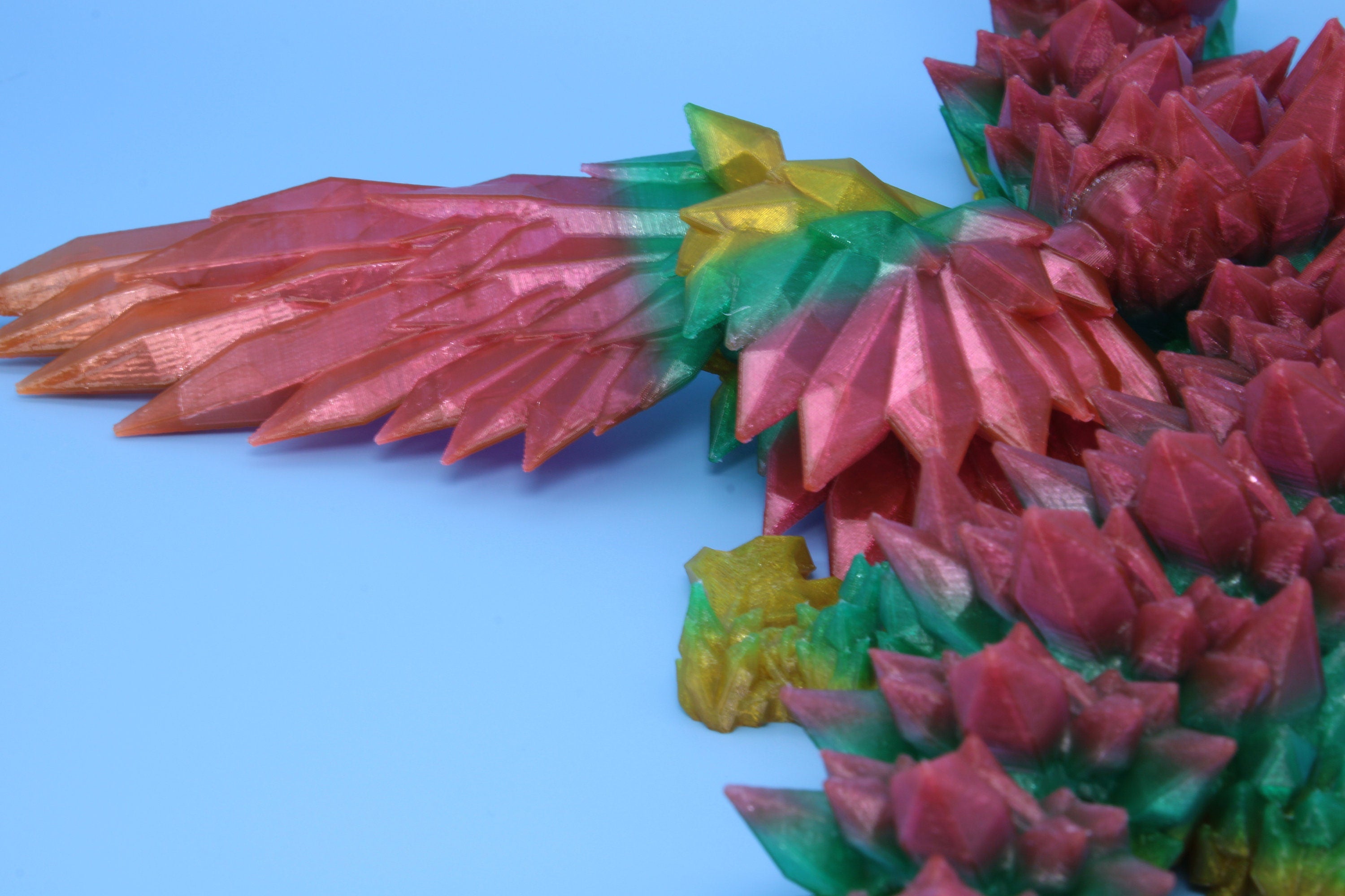 Crystal Wing Dragon | Rainbow | Crystal Wing Dragon | 3D printed TPU | Articulating Dragon | 18 in.