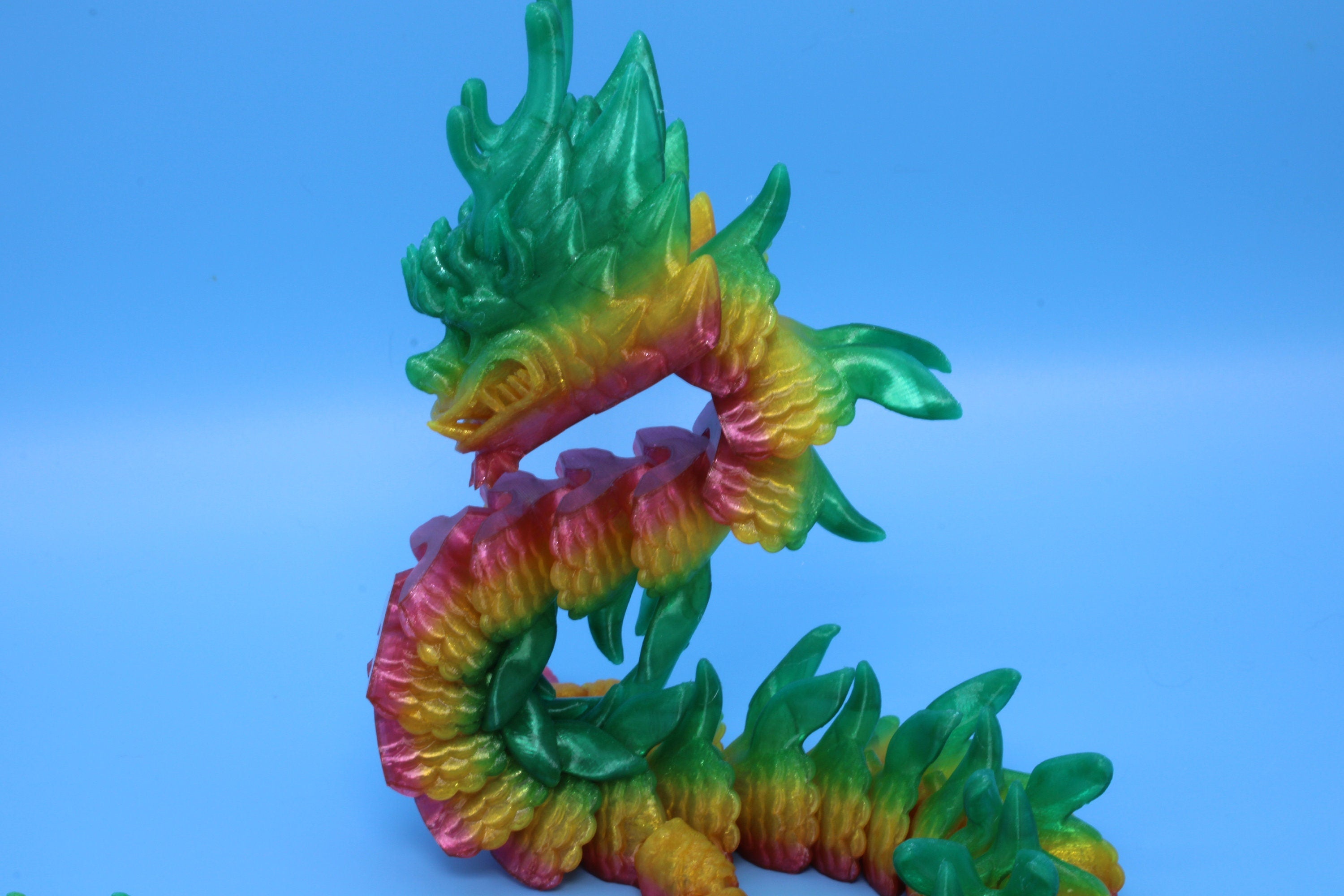 Imperial Dragon- Rainbow | 27 in. | Fidget Toy Dragon | 3D printed - TPU | Pet Flexi Dragon | Stress Relief Gift