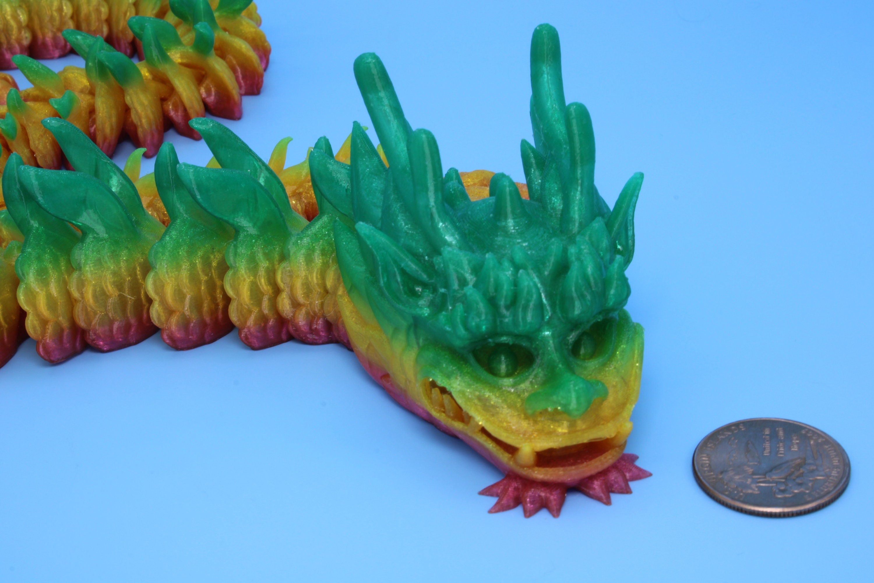 Imperial Dragon- Rainbow | 27 in. | Fidget Toy Dragon | 3D printed - TPU | Pet Flexi Dragon | Stress Relief Gift