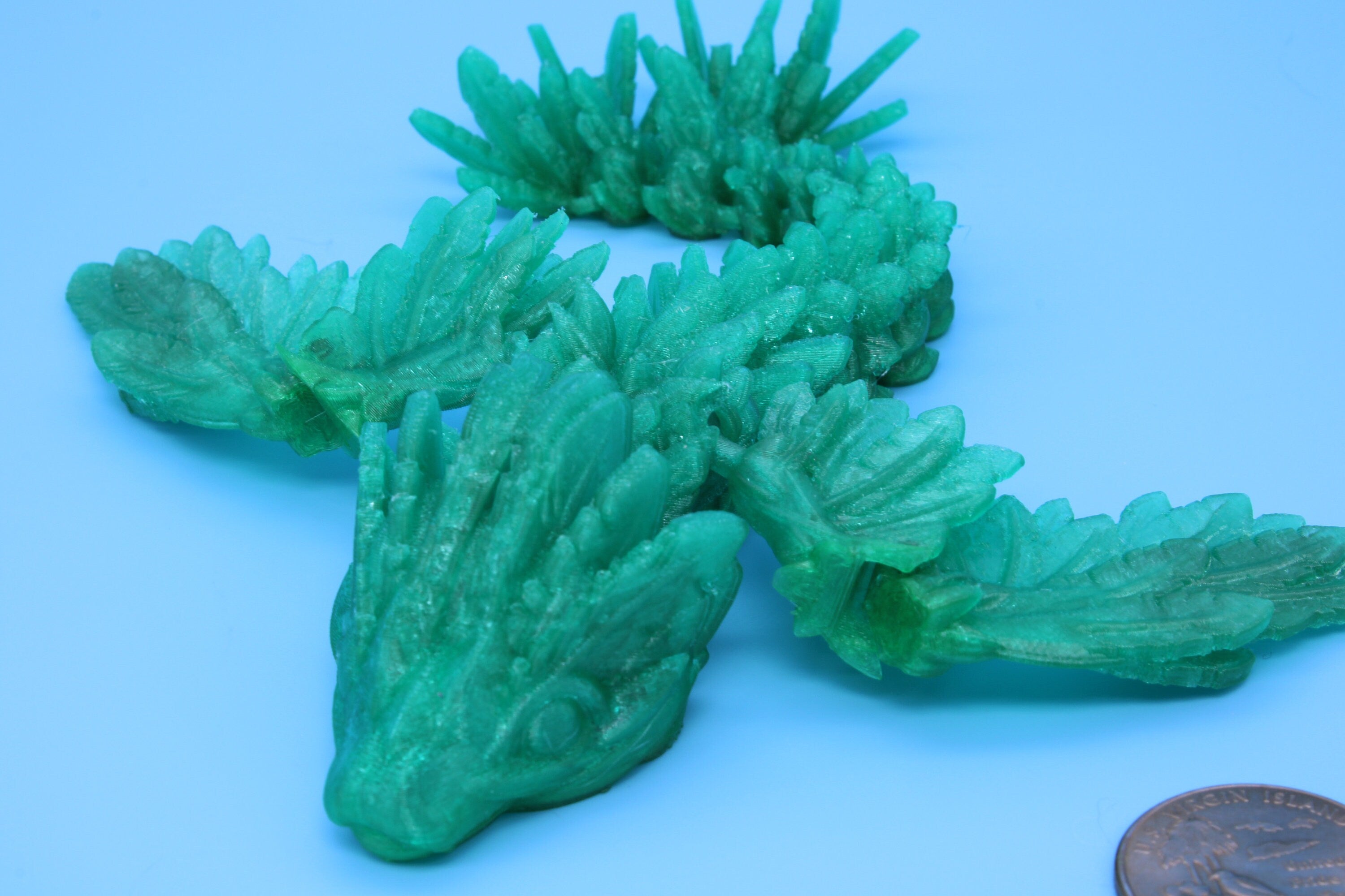 Baby Flying Serpent-Green | 3D printed TPU | Flexible Miniature | 7 in.