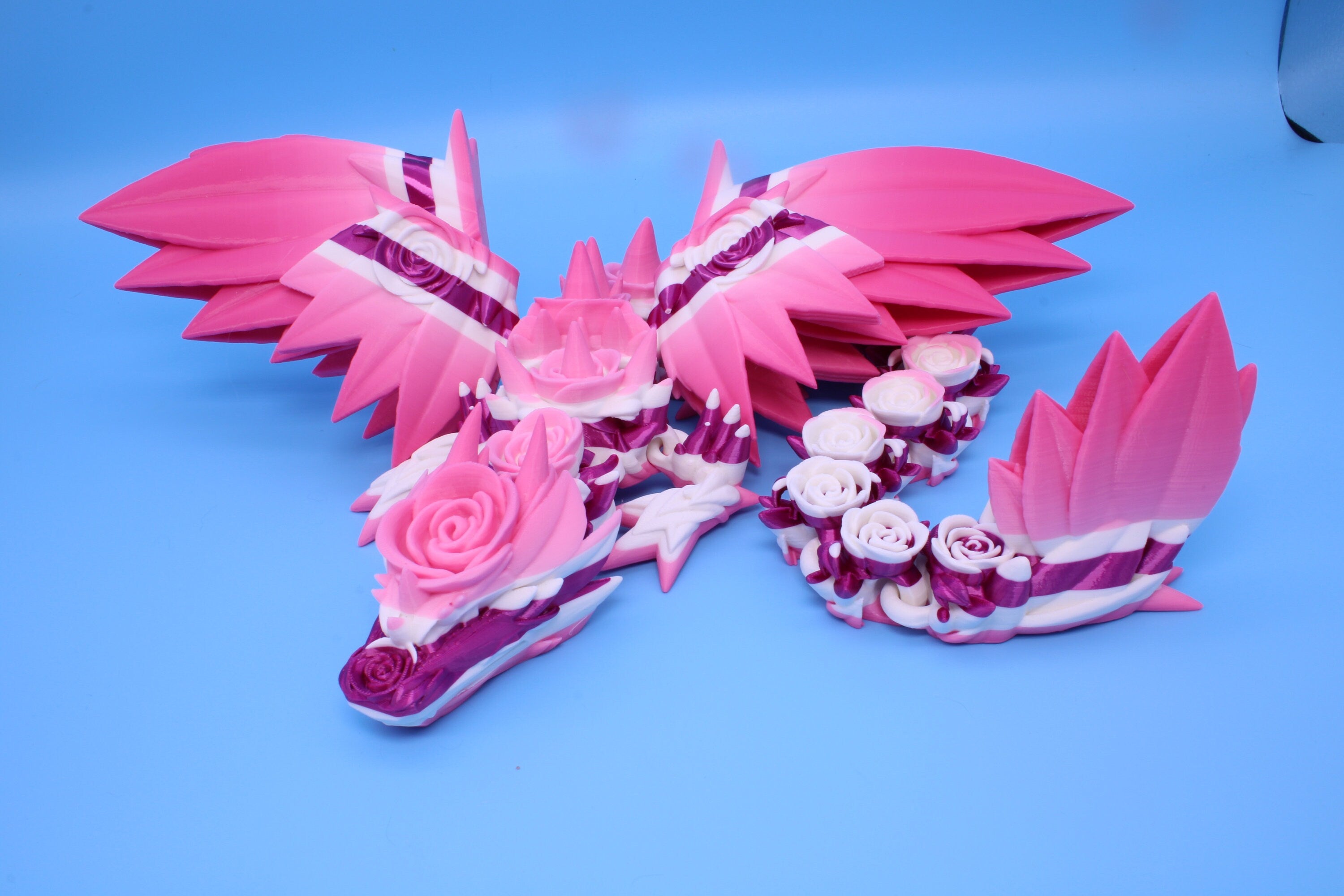 Rose Wing Dragon-Multi Color | Articulating Dragon | 3D Printed Fidget | 19 in.