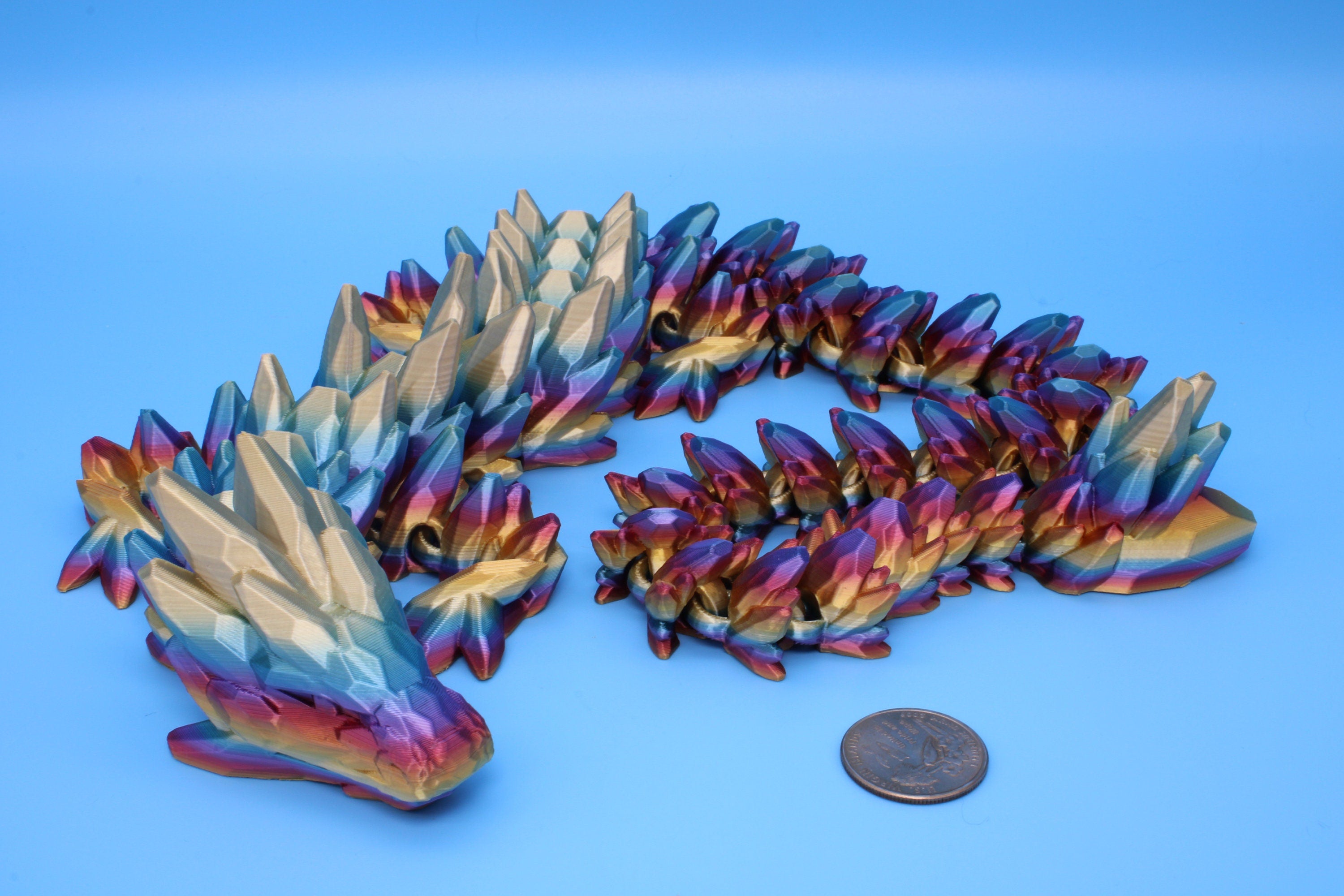 Gem Dragon | Rainbow | 3D Printed Dragon | Flexi Toy | Fidget Toy | 26 inches!