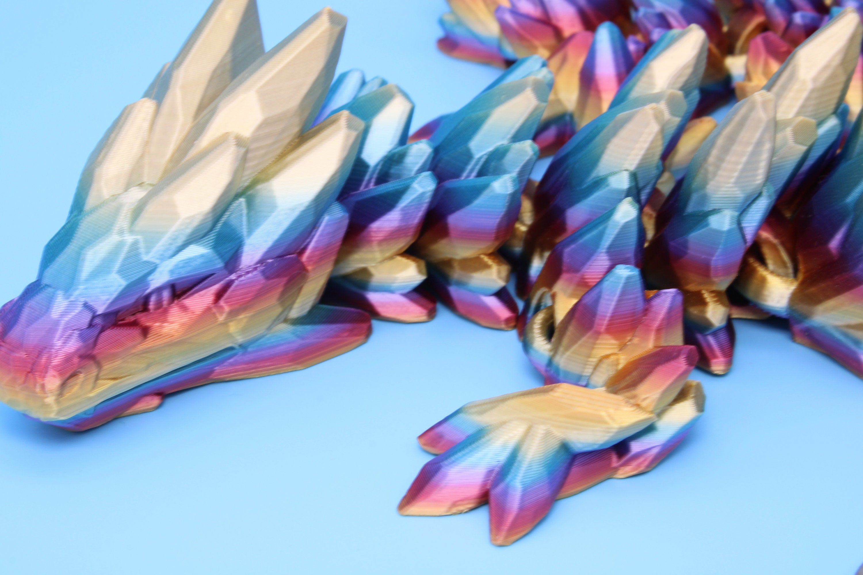 Gem Dragon | Rainbow | 3D Printed Dragon | Flexi Toy | Fidget Toy | 26 inches!