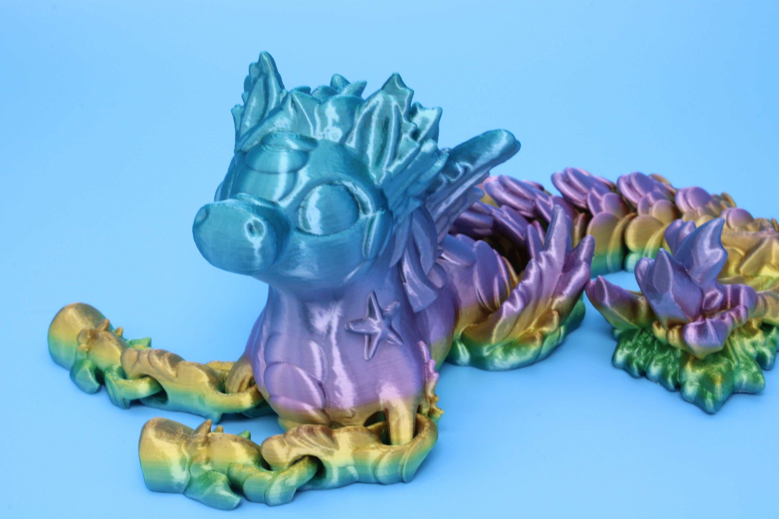 Sea Horse | Rainbow | Cute Hippocampus | 9.5 in. | 3D Printed | Sea Horse Fidget Toy.