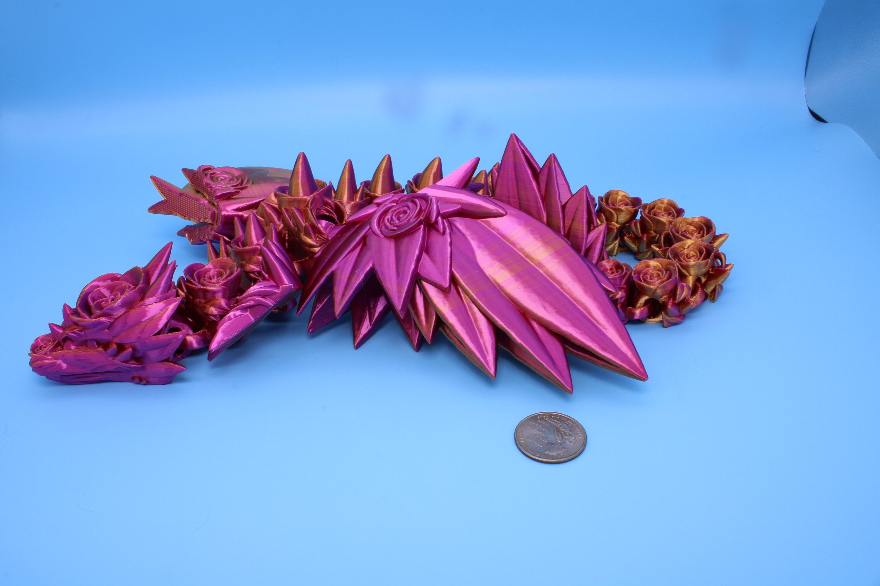 Rose Wing Dragon | Articulating Dragon | 3D Printed Fidget | 19 in.