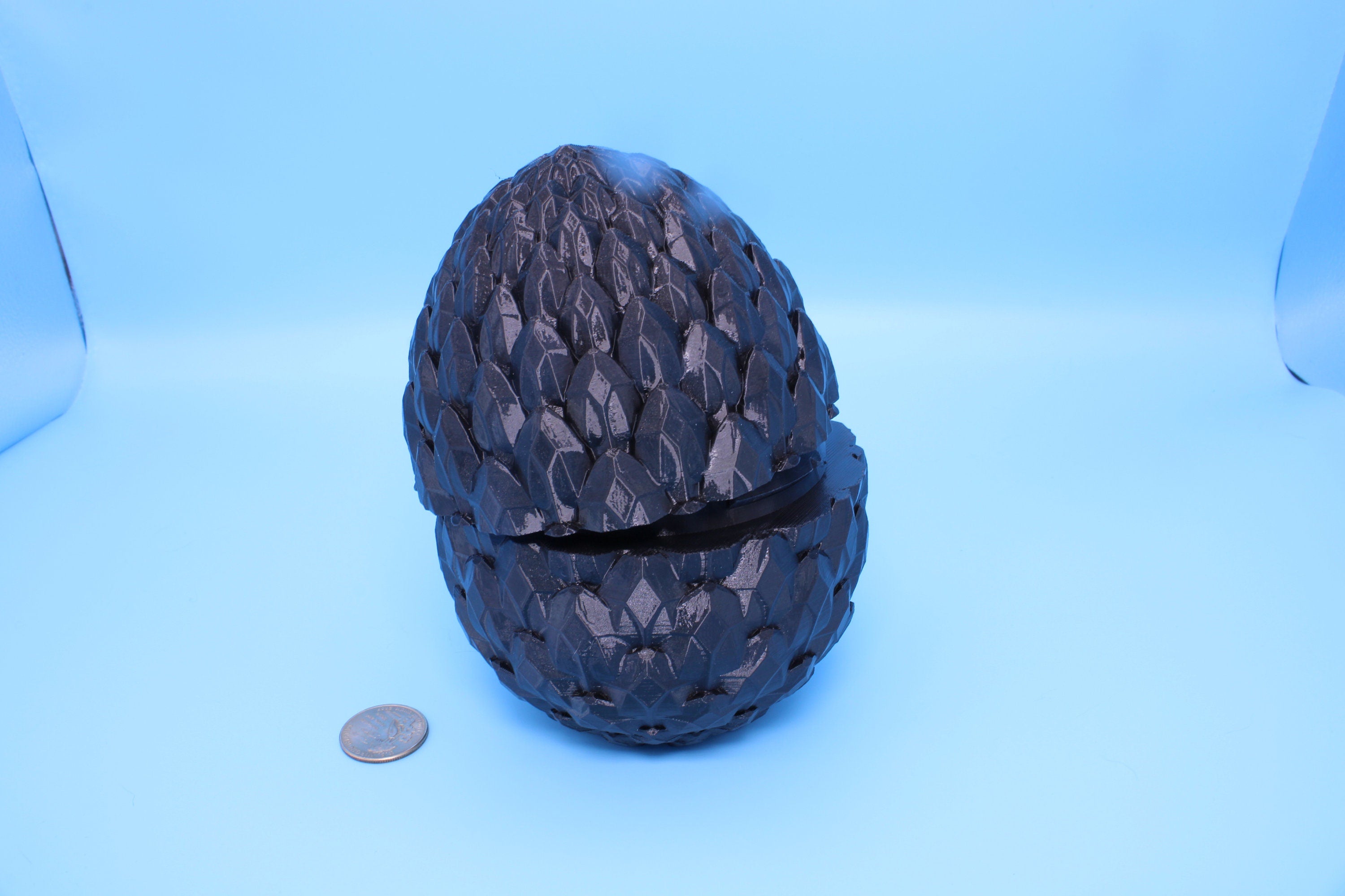 Dragon Scale Egg- Black | 3D printed | Dragon Egg Storage! | 6 in. Dragon Scale Egg | Gift. Decorative Egg