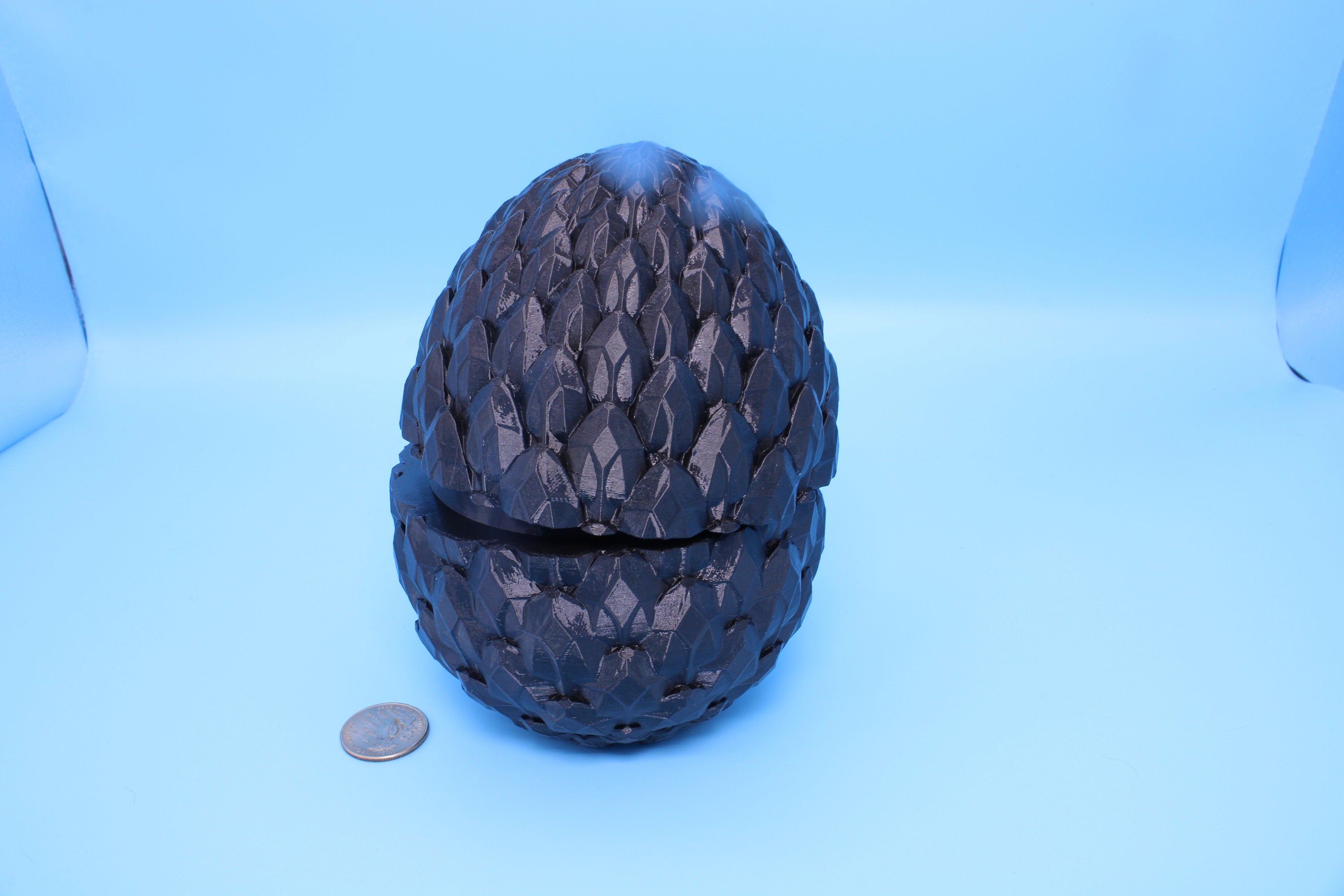 Dragon Scale Egg- Black | 3D printed | Dragon Egg Storage! | 6 in. Dragon Scale Egg | Gift. Decorative Egg