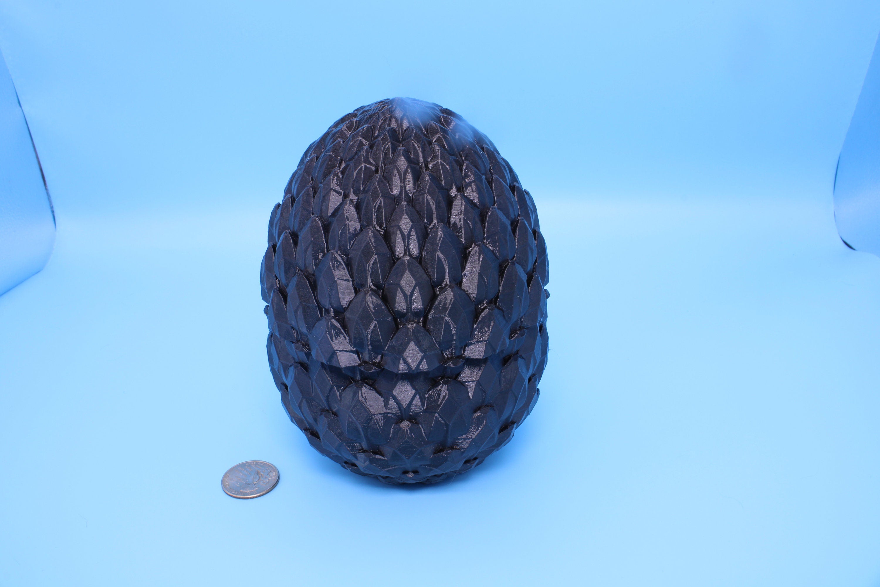 Dragon Scale Egg- Black | 3D printed | Dragon Egg Storage! | 6 in. Dragon Scale Egg | Gift. Decorative Egg