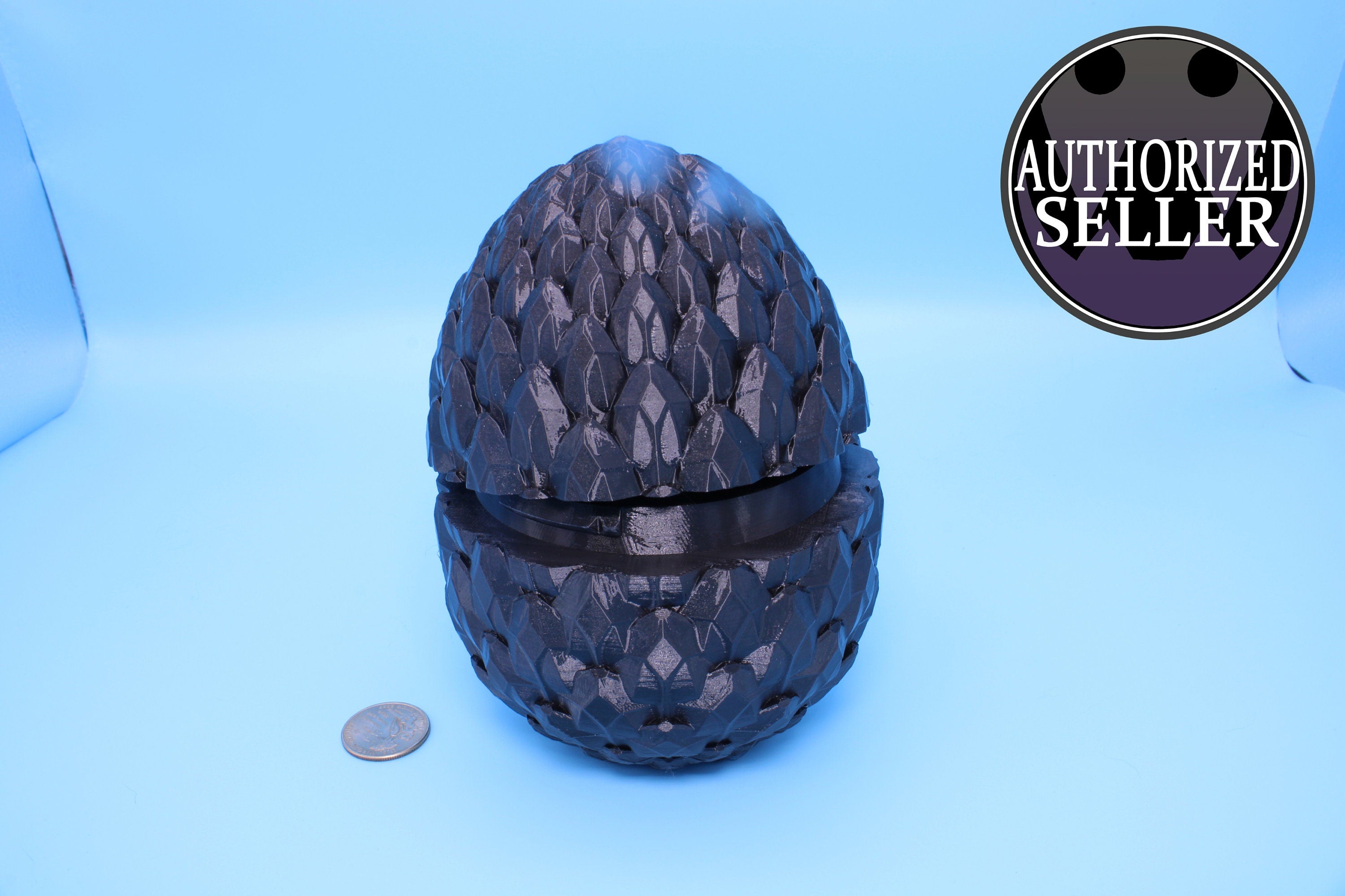 Dragon Scale Egg- Black | 3D printed | Dragon Egg Storage! | 6 in. Dragon Scale Egg | Gift. Decorative Egg