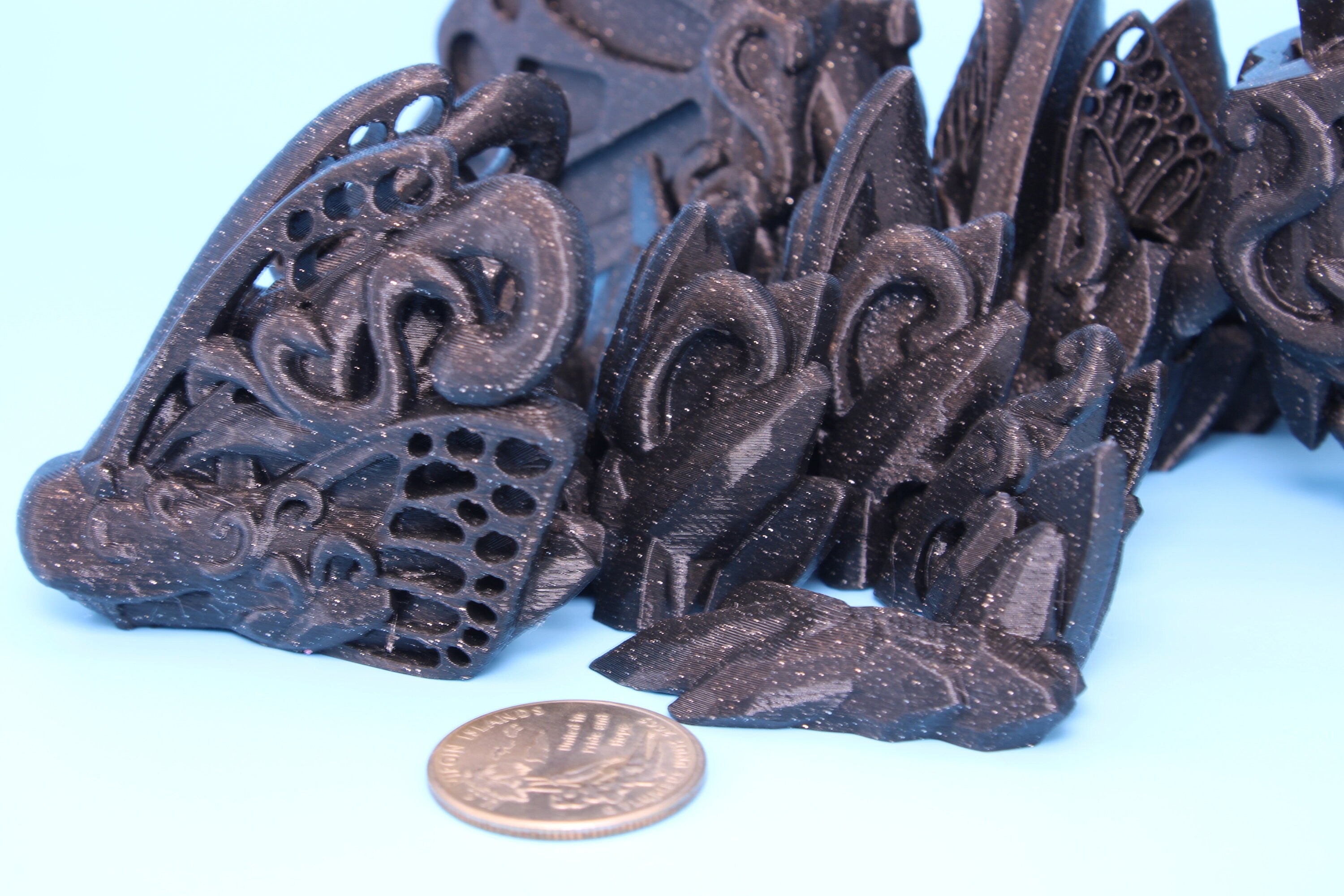 Butterfly Wing Dragon- Black Sparkle | 3D Printed Articulating Dragon 18 in.