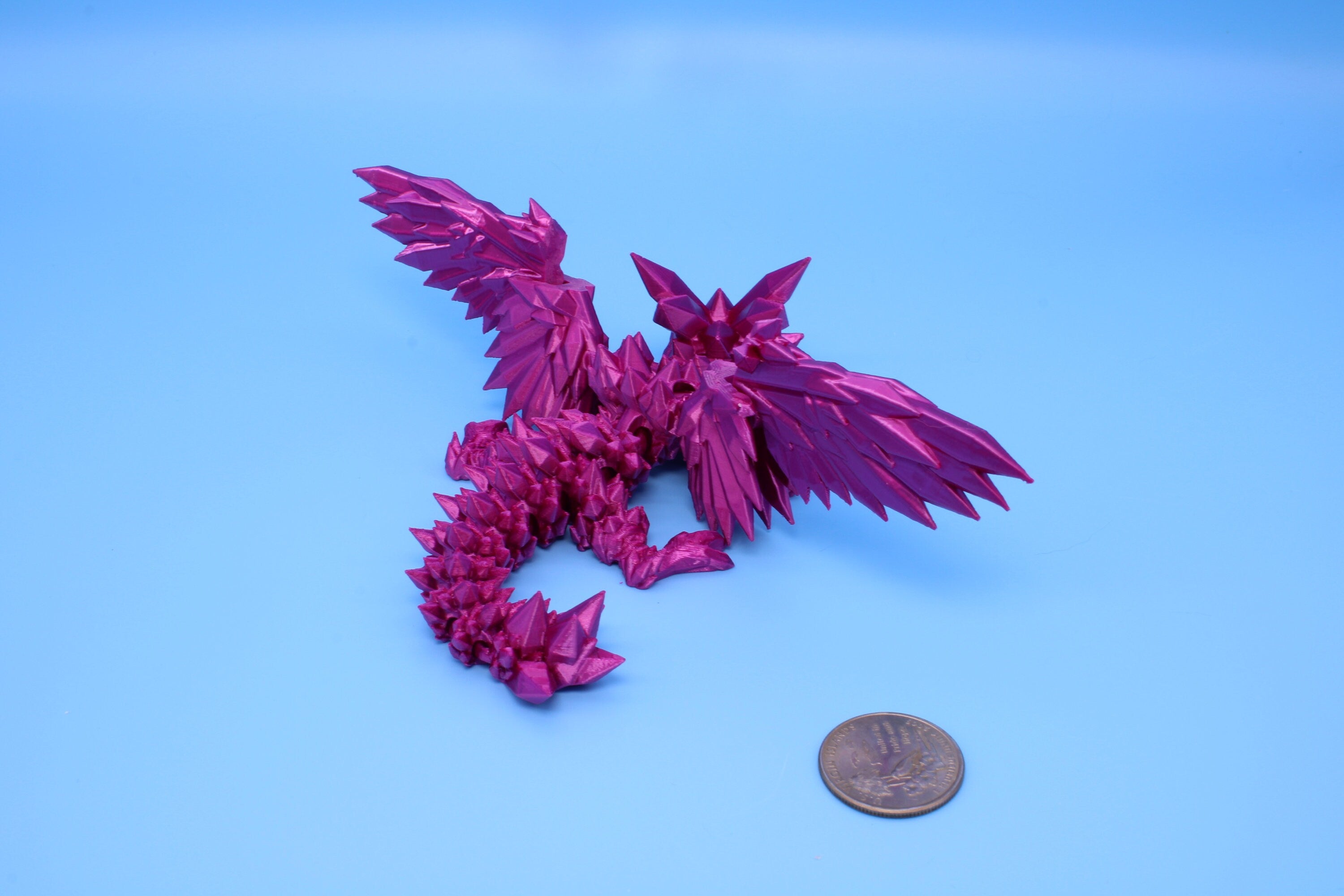 Baby Crystal Wing Dragon- Pink | Miniature | 3D printed | Dragon Fidget | Flexi Toy | Pet Dragon.