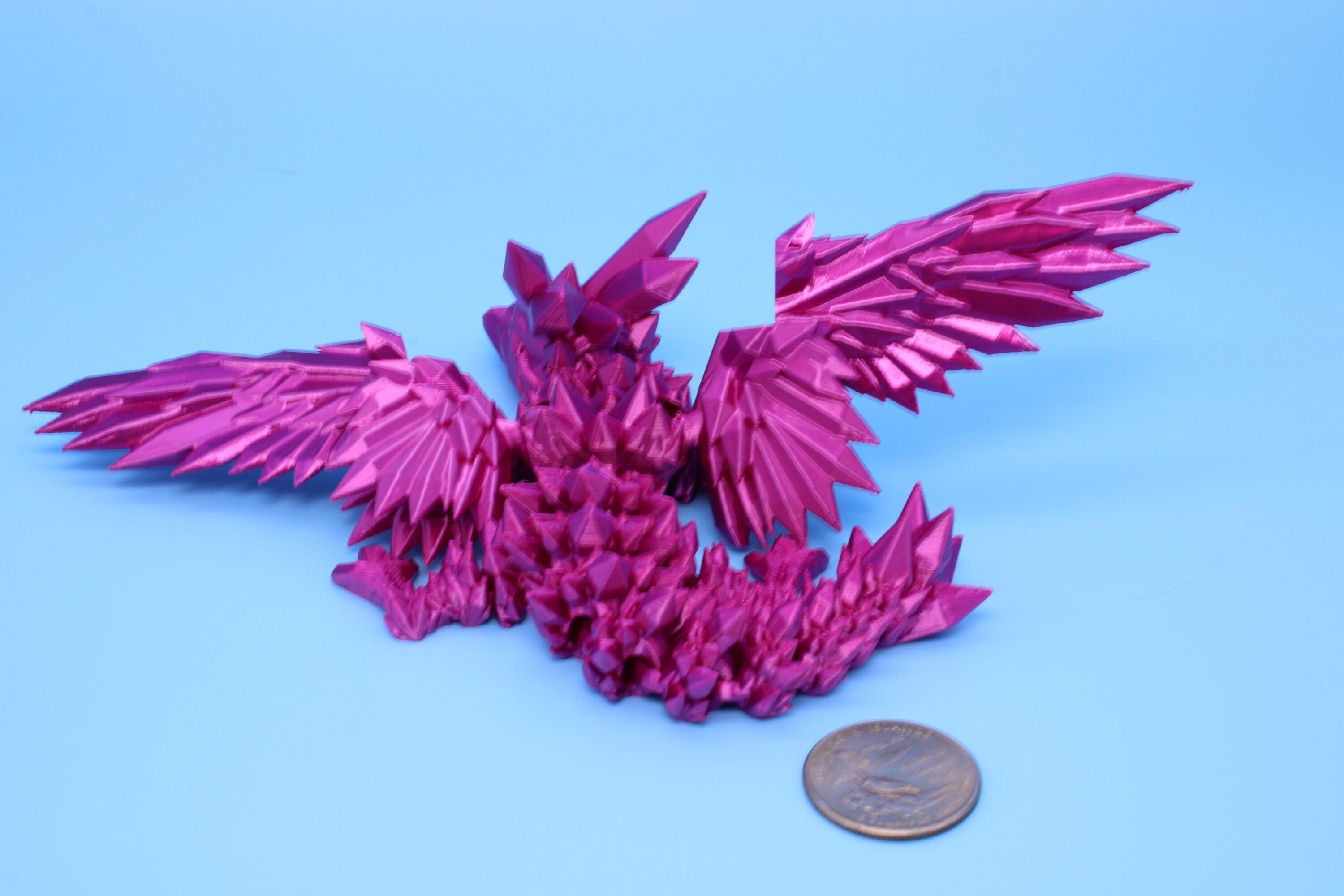 Baby Crystal Wing Dragon- Pink | Miniature | 3D printed | Dragon Fidget | Flexi Toy | Pet Dragon.