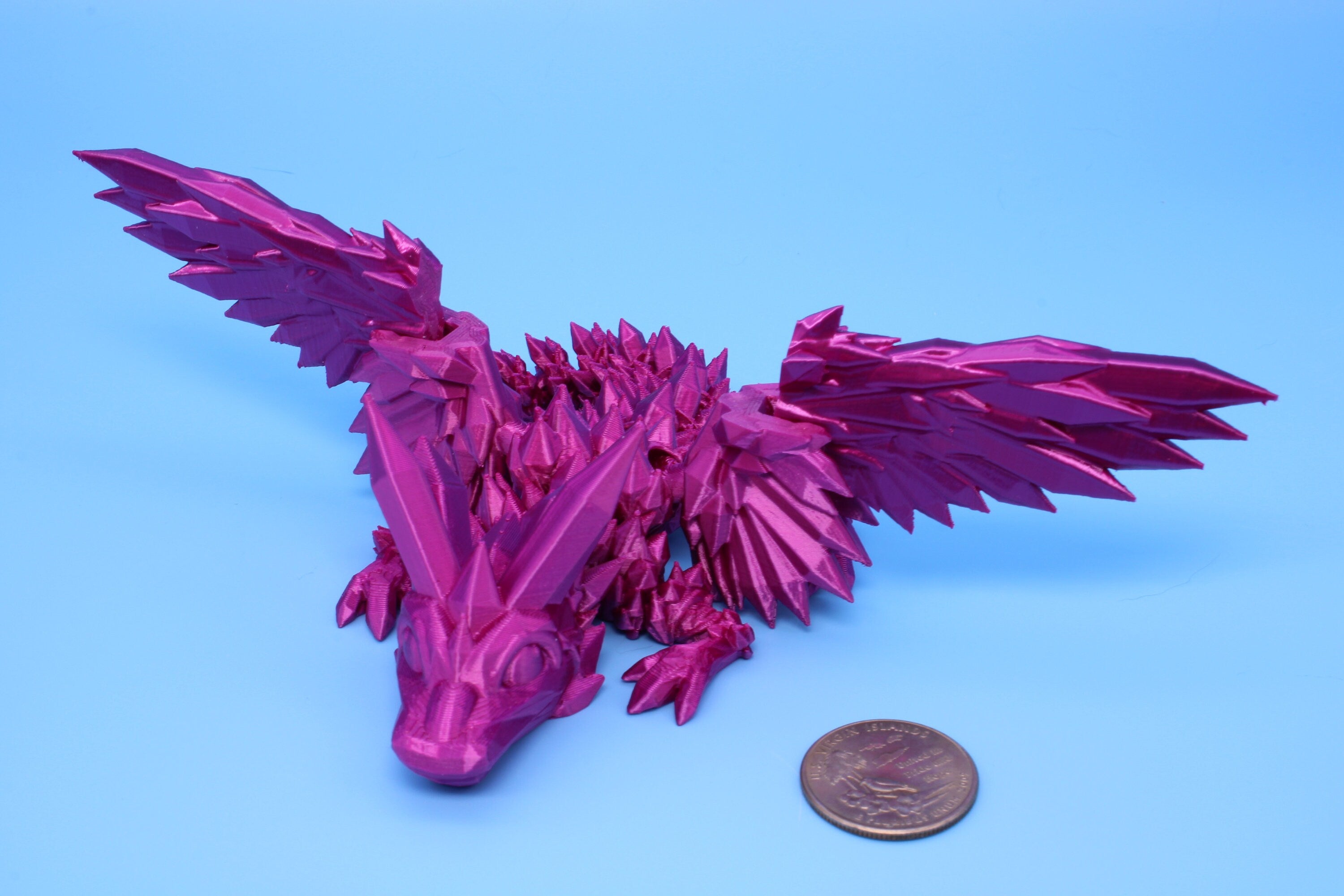 Baby Crystal Wing Dragon- Pink | Miniature | 3D printed | Dragon Fidget | Flexi Toy | Pet Dragon.