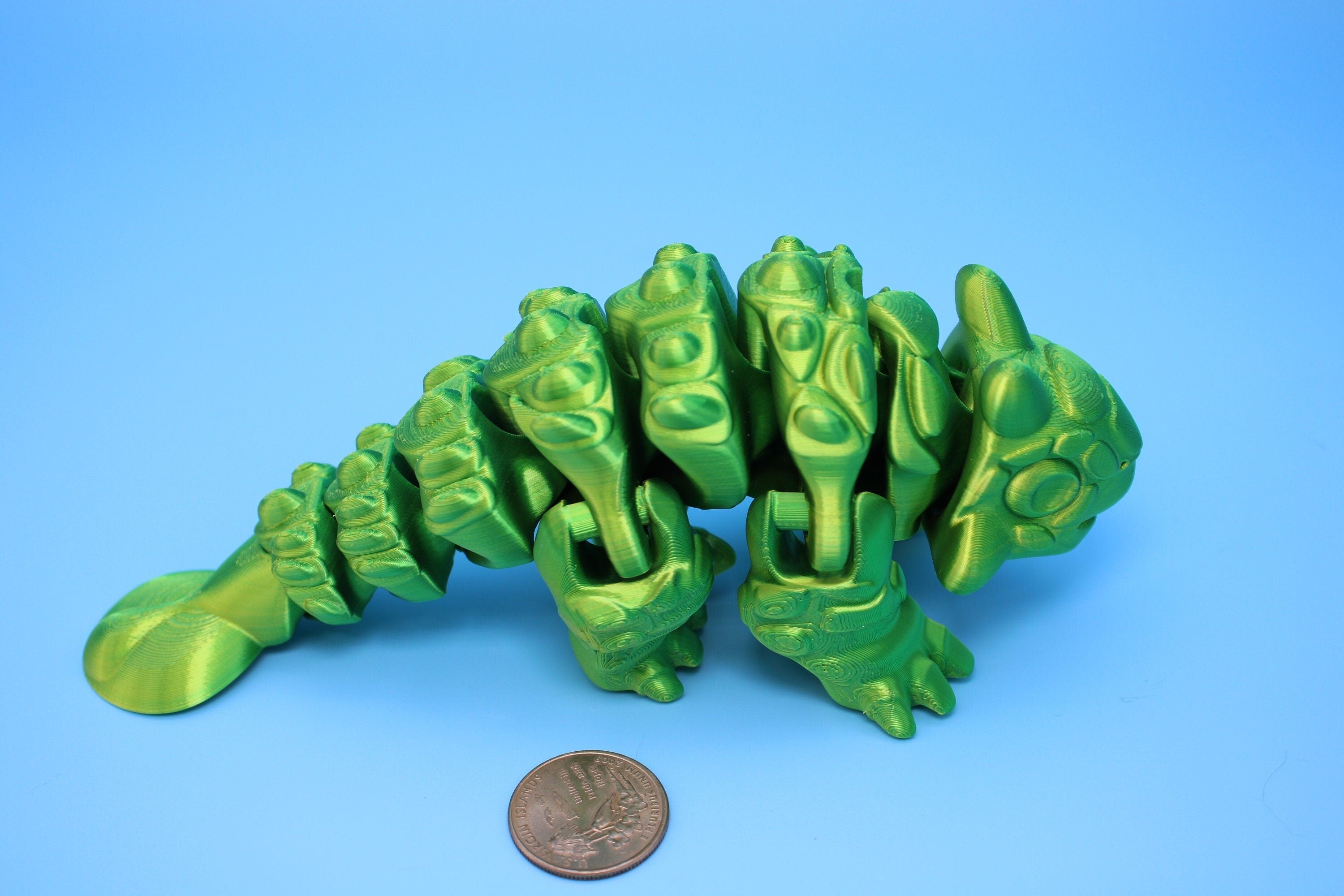 Dinosaur | Ankylosaurus- Green | 3D Printed Cute Dino | 7.25 inches | Fidget Toy | Articulating Dinosaur