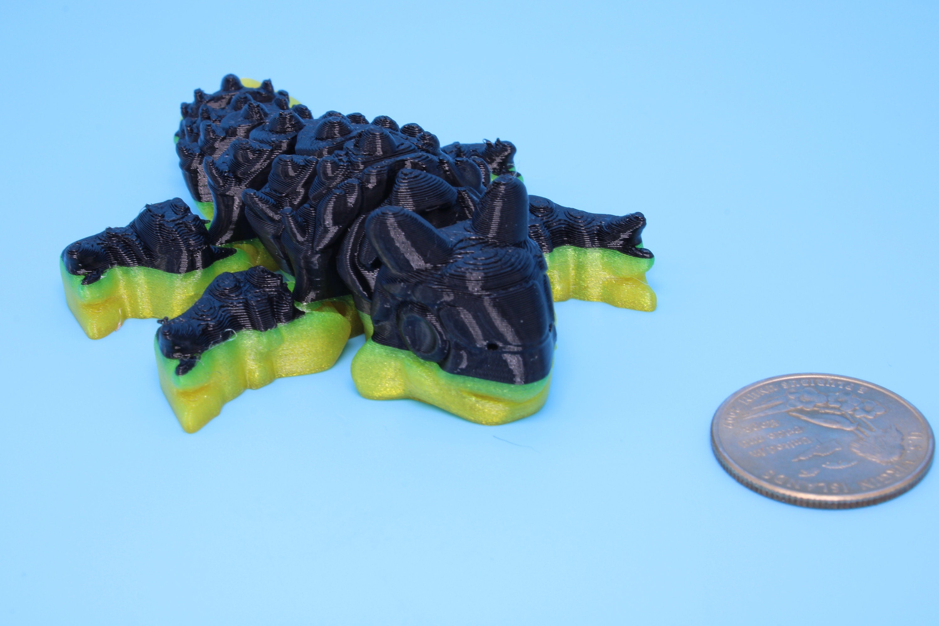 Dinosaur | Ankylosaurus- Black & Yellow | Miniature | 3D Printed TPU | Cute Dino | 4.25 inches | Fidget Toy.