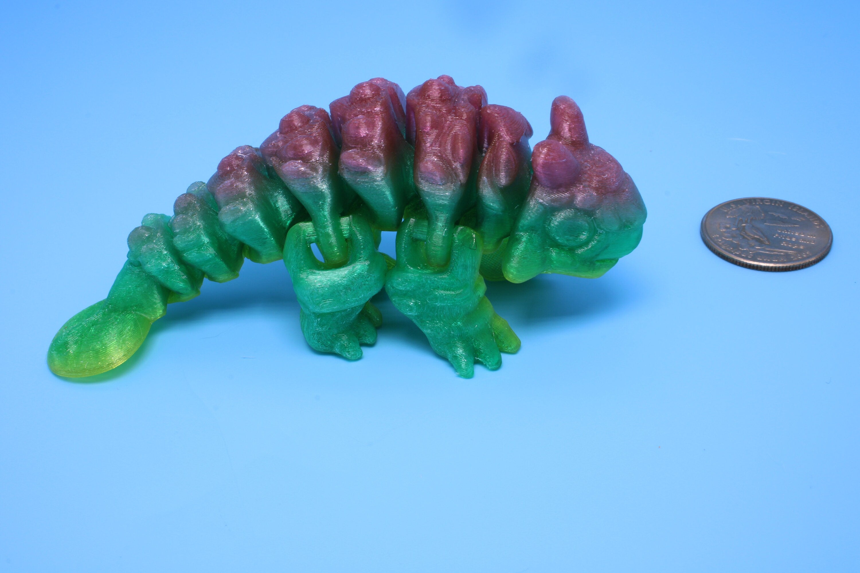 Dinosaur | Ankylosaurus- Rainbow | Miniature | 3D Printed TPU | Cute Dino | 4.25 inches | Fidget Toy.