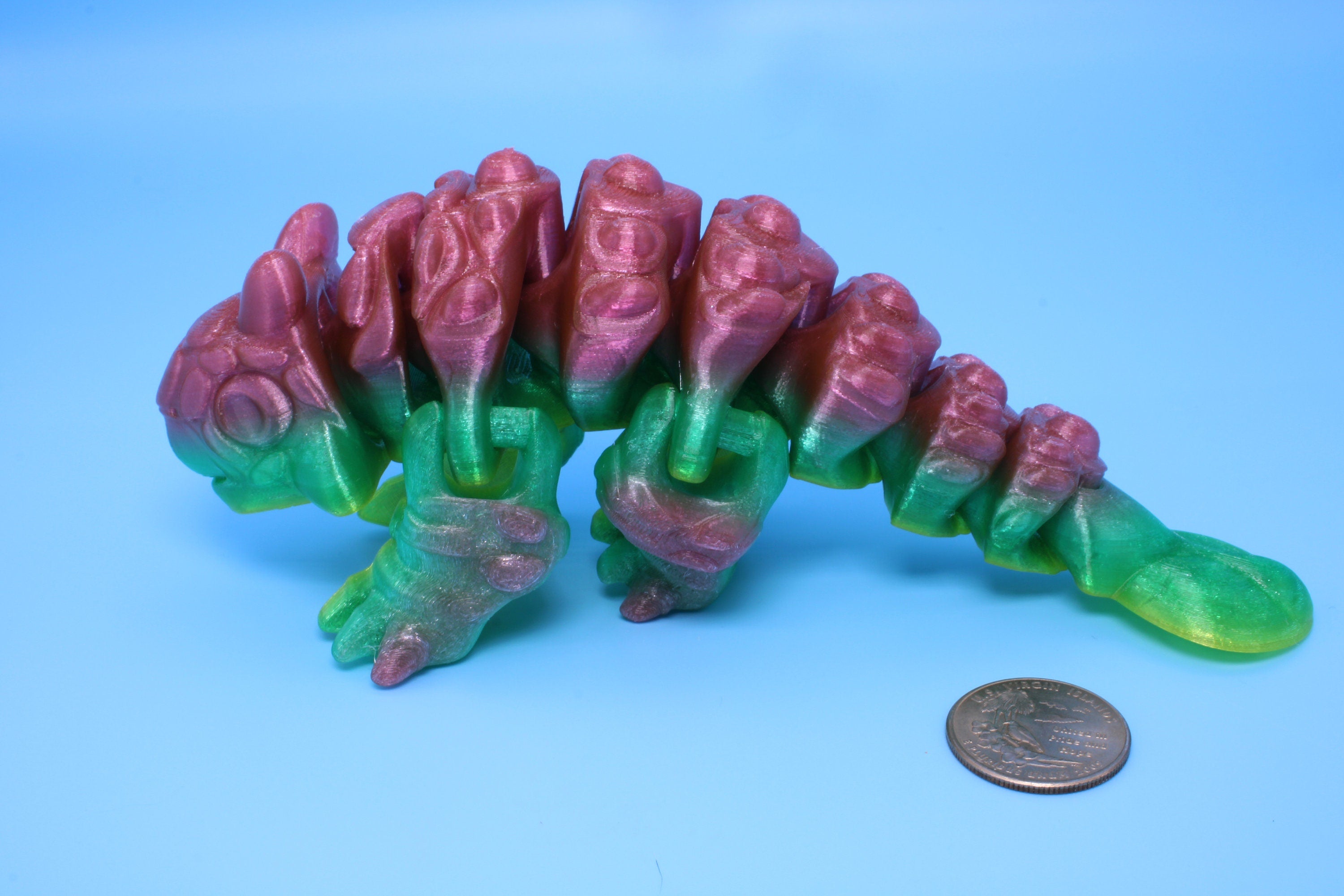Dinosaur | Ankylosaurus- Pink & Green | 3D Printed Cute Dino | 7.25 inches | Fidget Toy | Articulating Dinosaur