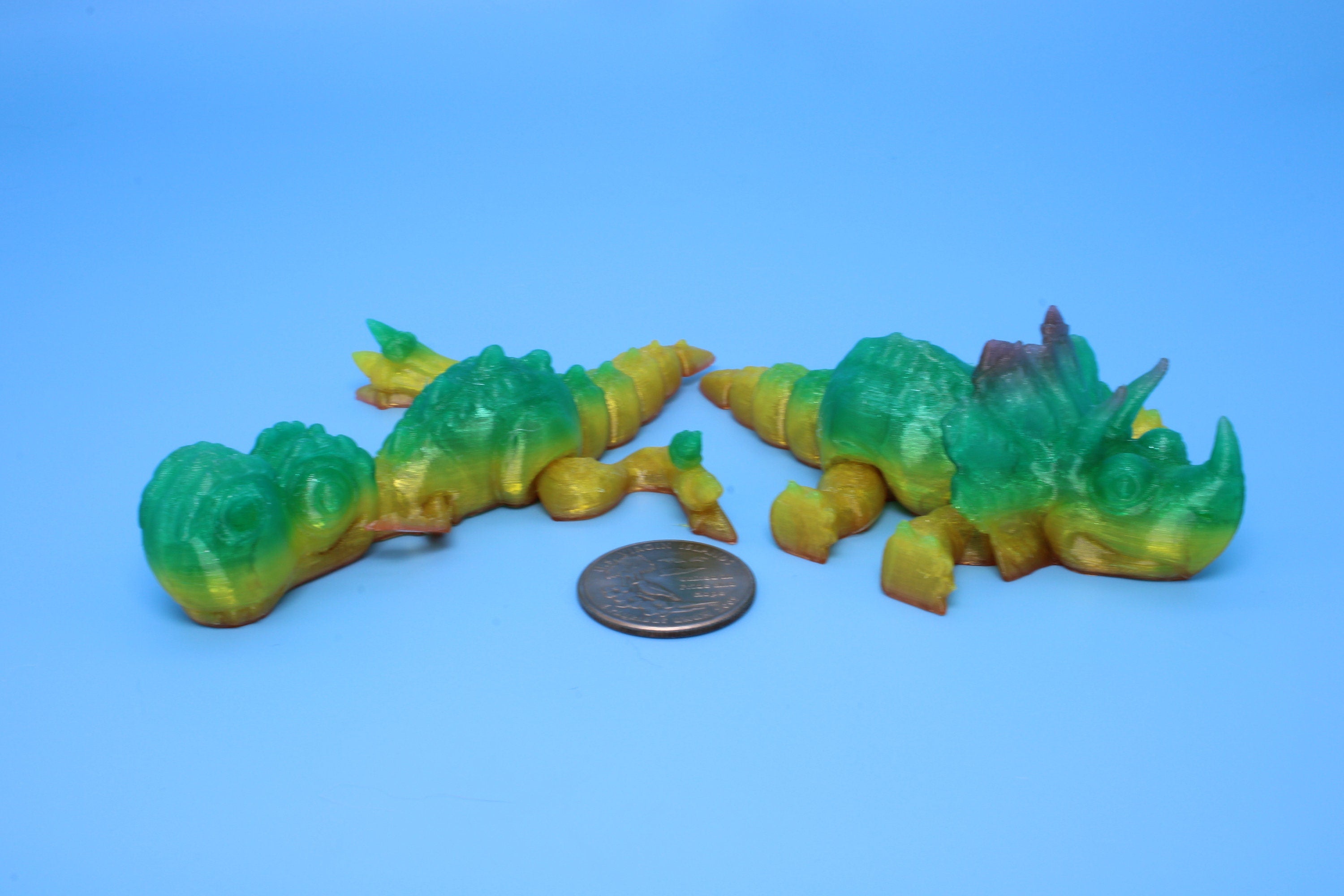 Miniature T-Rex / Triceratops | Set of 2 | Articulating | 3D Printed TPU | Super Cute Dinosaur.