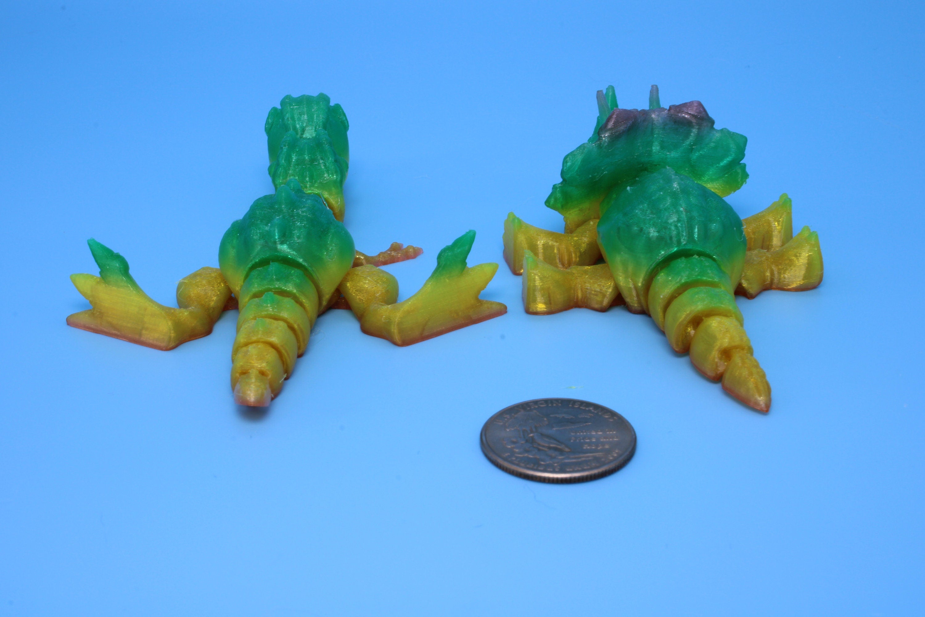 Miniature T-Rex / Triceratops | Set of 2 | Articulating | 3D Printed TPU | Super Cute Dinosaur.