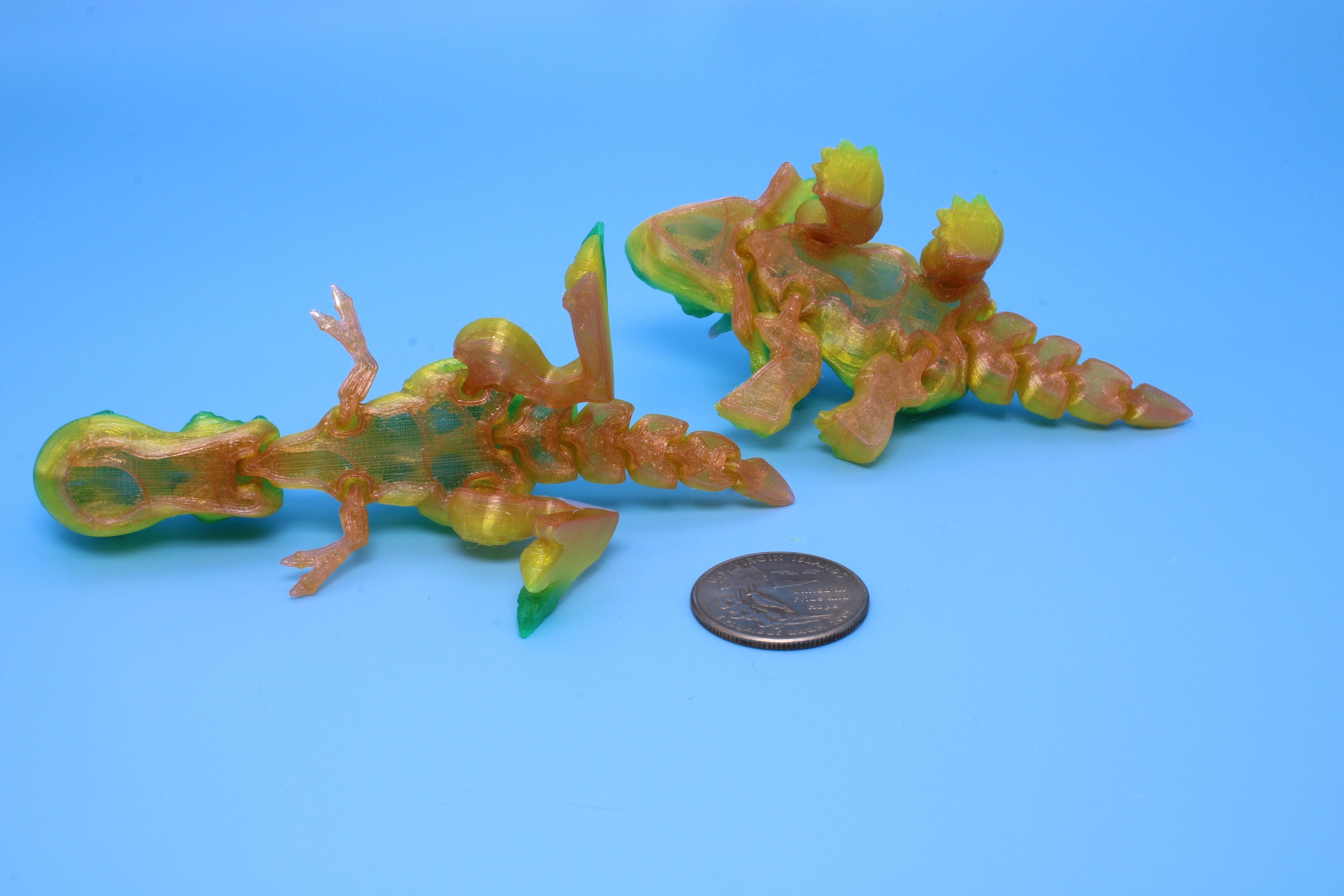 Miniature T-Rex / Triceratops | Set of 2 | Articulating | 3D Printed TPU | Super Cute Dinosaur.
