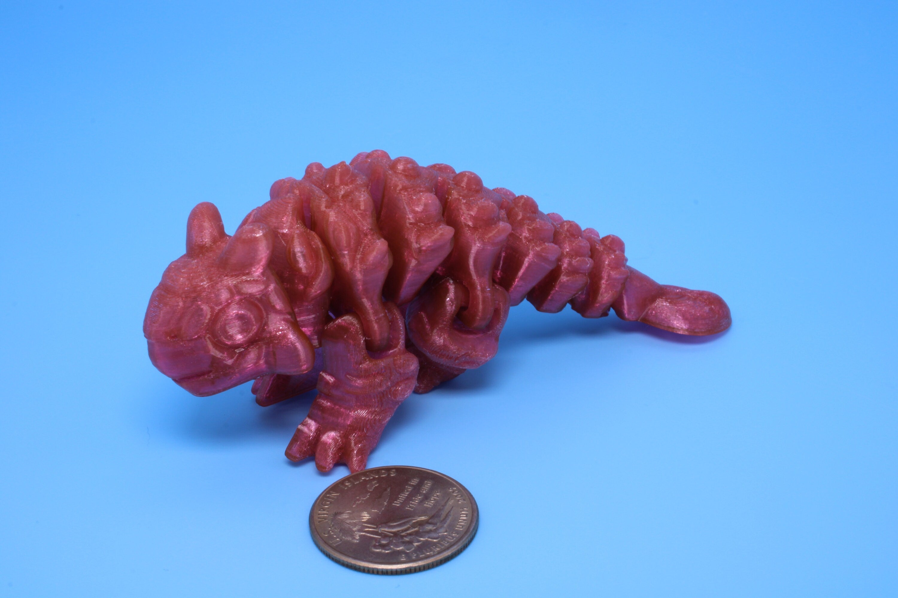 Dinosaur | Ankylosaurus- Pink | Miniature | 3D Printed TPU | Cute Dino | 4.25 inches | Fidget Toy.