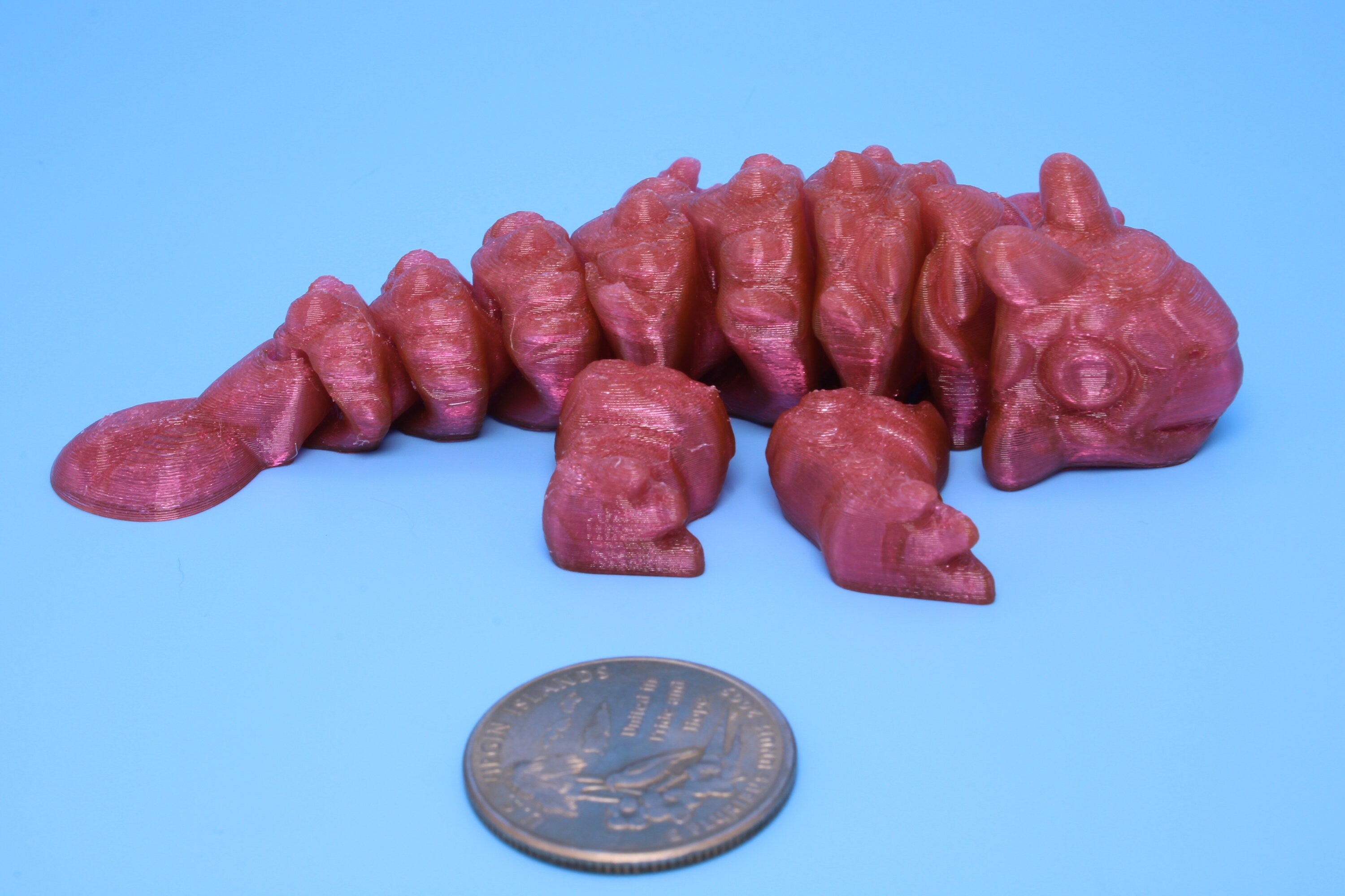 Dinosaur | Ankylosaurus- Pink | Miniature | 3D Printed TPU | Cute Dino | 4.25 inches | Fidget Toy.