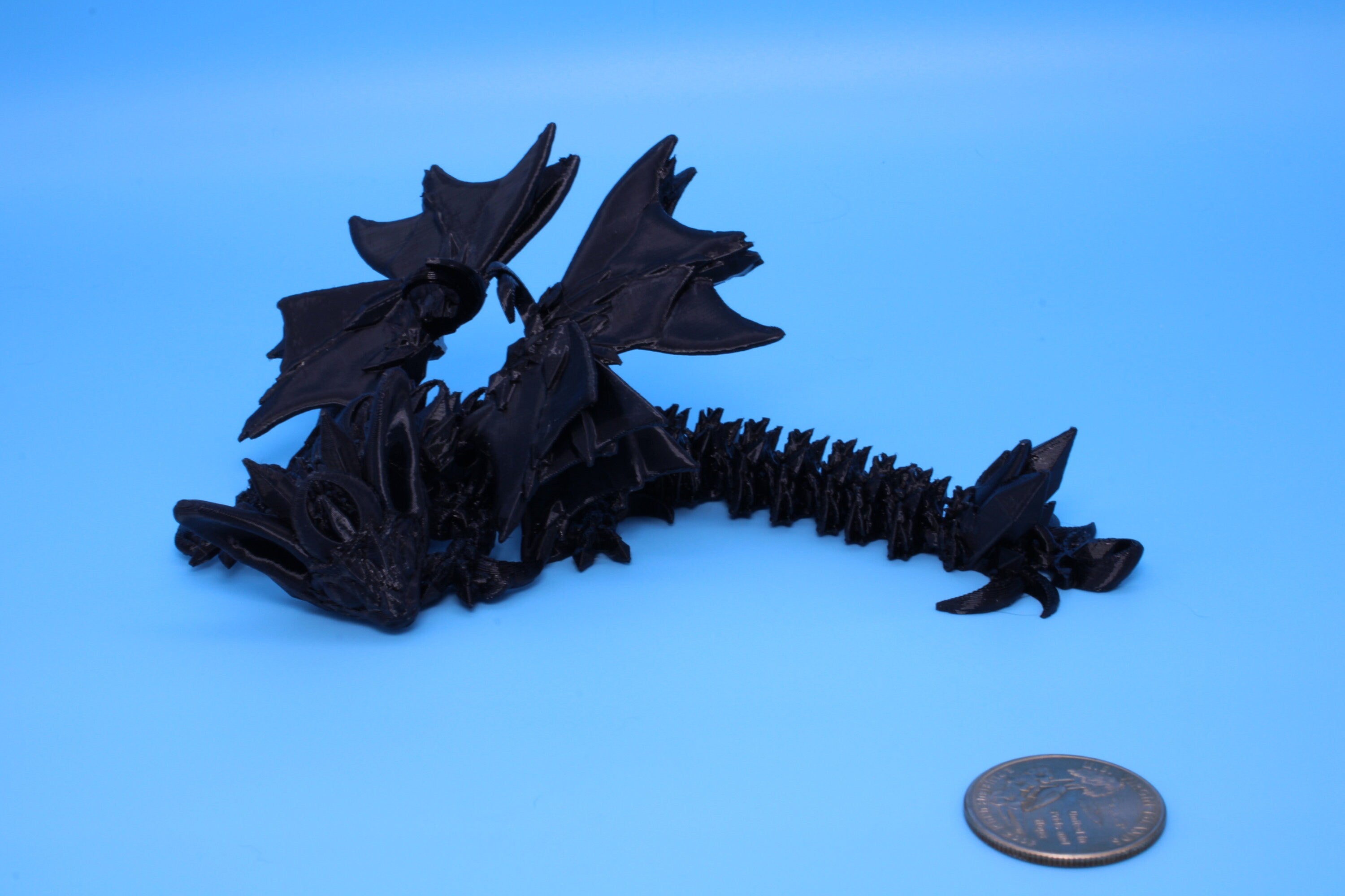 Miniature Flexible Bat Dragon | Black Bat Wing | Articulating Dragon | 3D Printed Fidget | Flexi Toy | Fidget Toy | Sensory Desk Toy