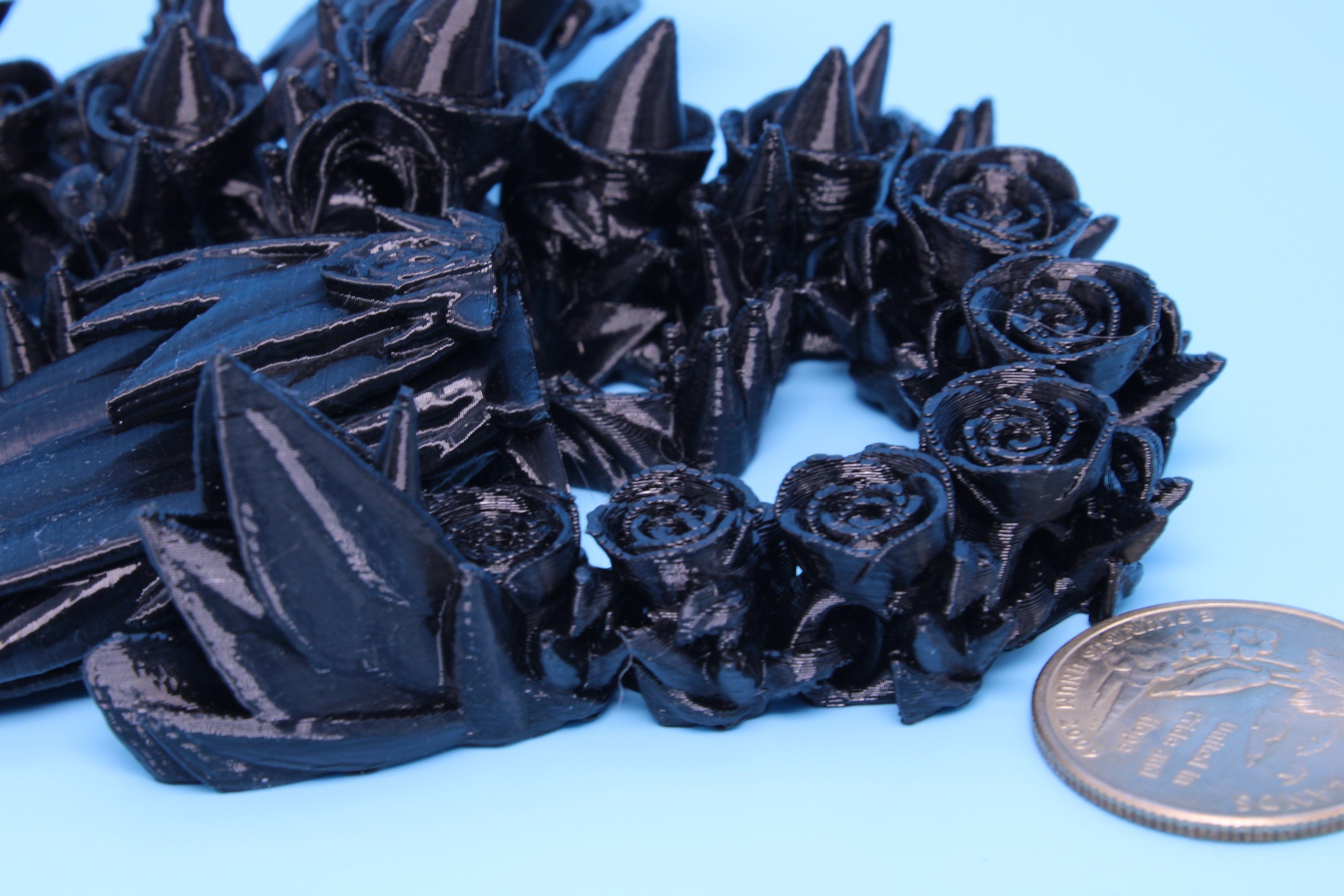 Baby Rose Wing Dragon | Black | 3D Printed | Fidget | Flexi Toy 8.5 in. | Stress Relief Gift