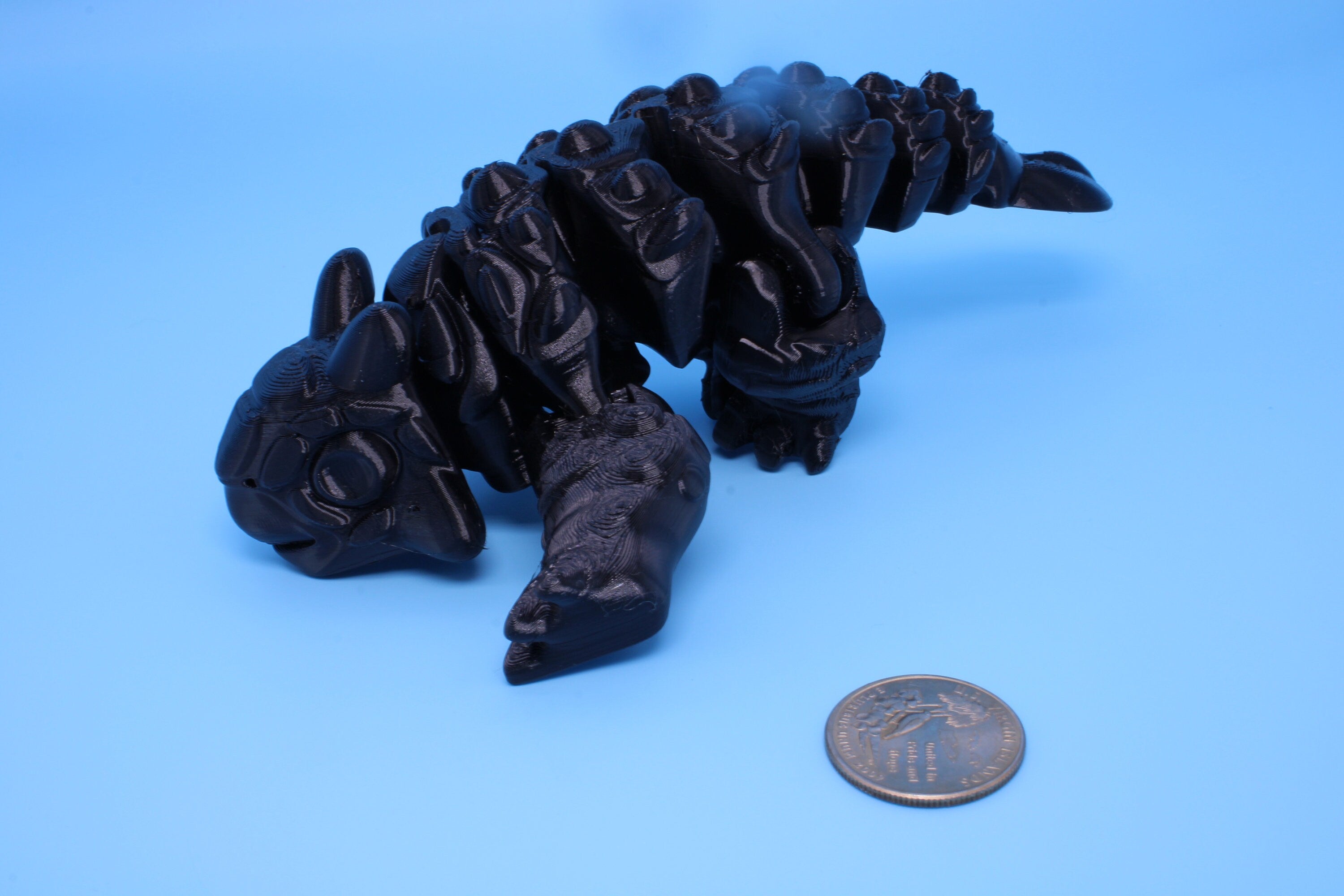 Dinosaur | Ankylosaurus- Black | 3D Printed Cute Dino | 7.25 inches | Fidget Toy | Articulating Dinosaur