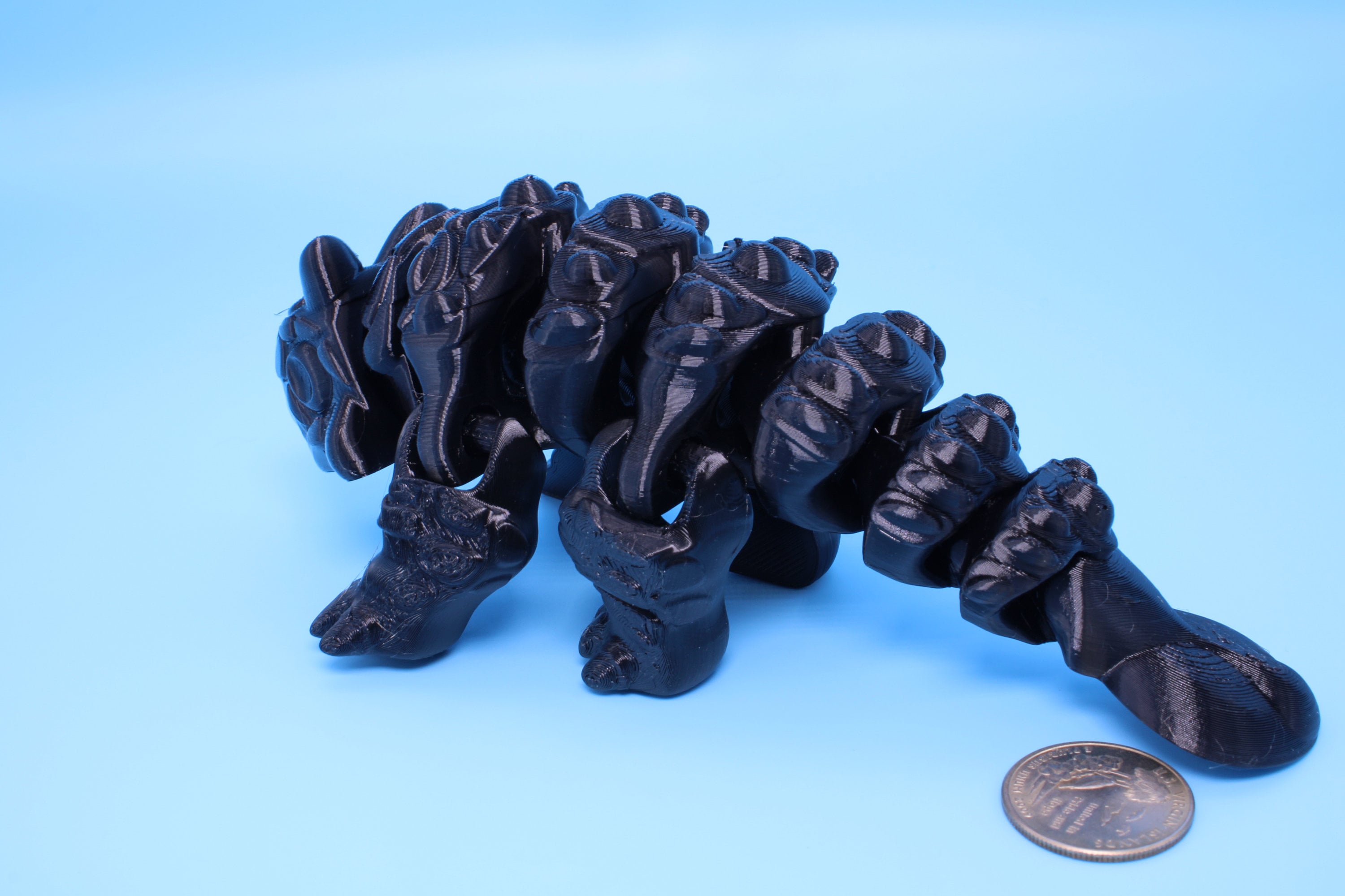 Dinosaur | Ankylosaurus- Black | 3D Printed Cute Dino | 7.25 inches | Fidget Toy | Articulating Dinosaur