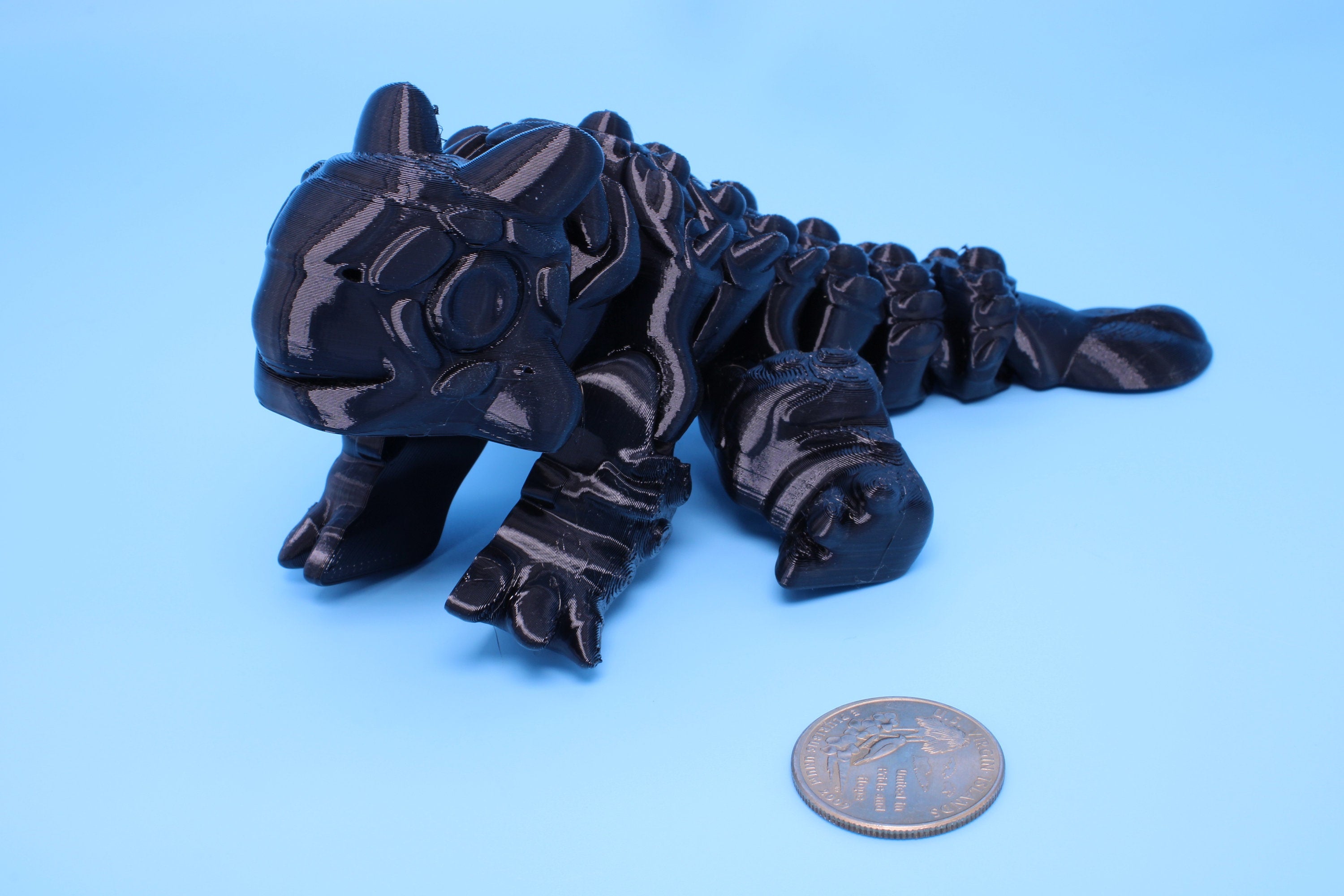Dinosaur | Ankylosaurus- Black | 3D Printed Cute Dino | 7.25 inches | Fidget Toy | Articulating Dinosaur