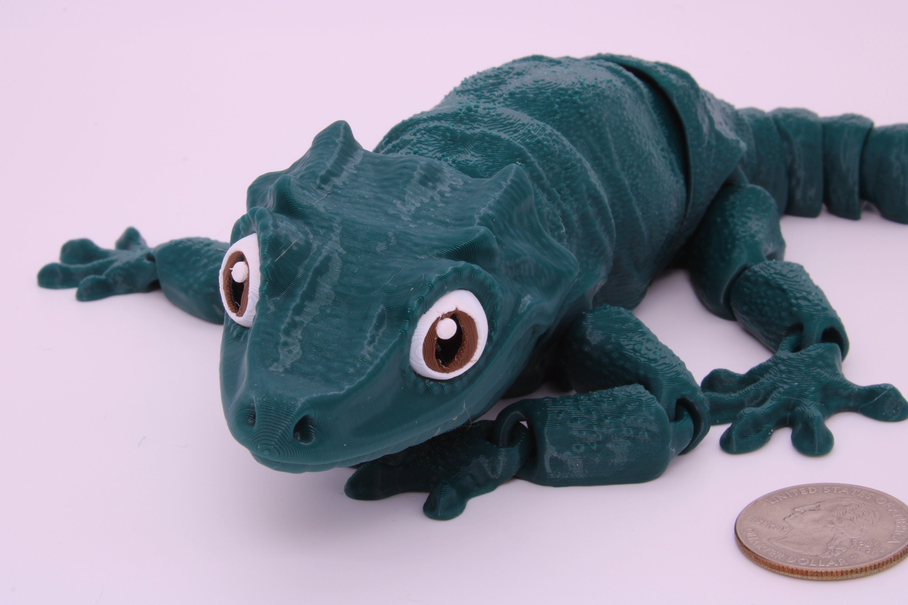 Gargoyle Gecko - Green with colored eyes | Flexi Toy | Articulating Fidget Toy | Made to Order