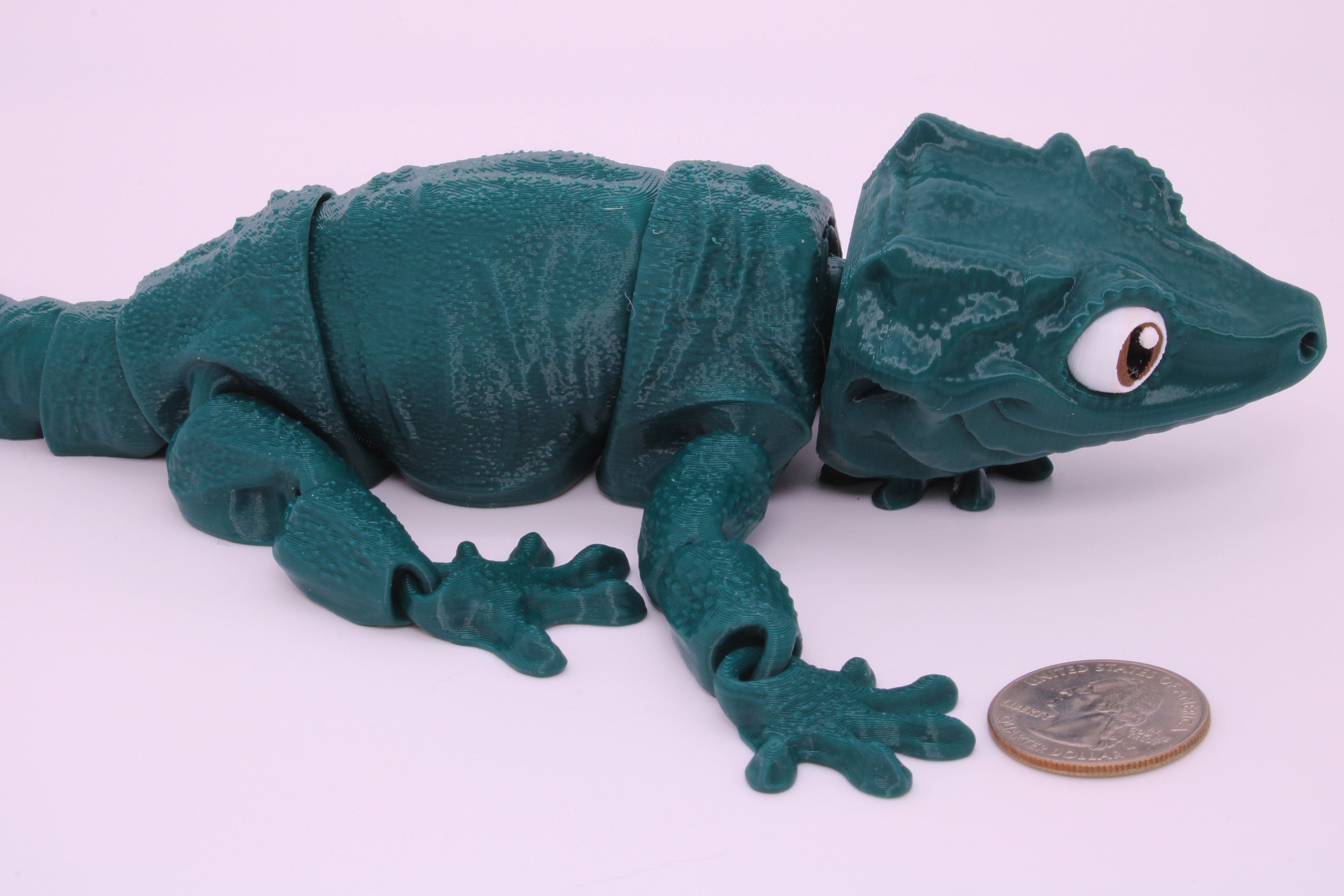 Gargoyle Gecko - Green with colored eyes | Flexi Toy | Articulating Fidget Toy | Made to Order