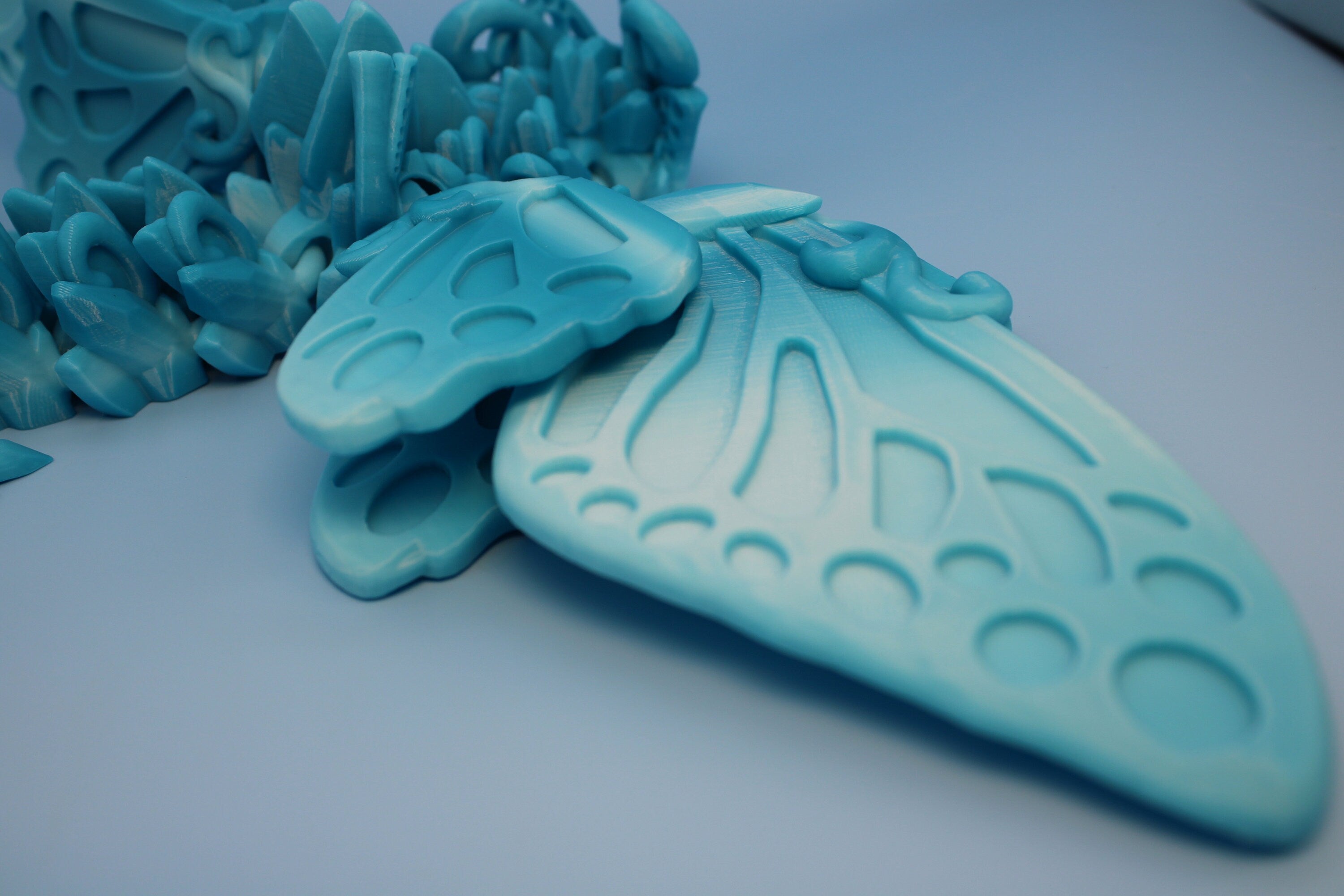 Butterfly Wing Dragon- Blue | 3D Printed Articulating Dragon 18 in.