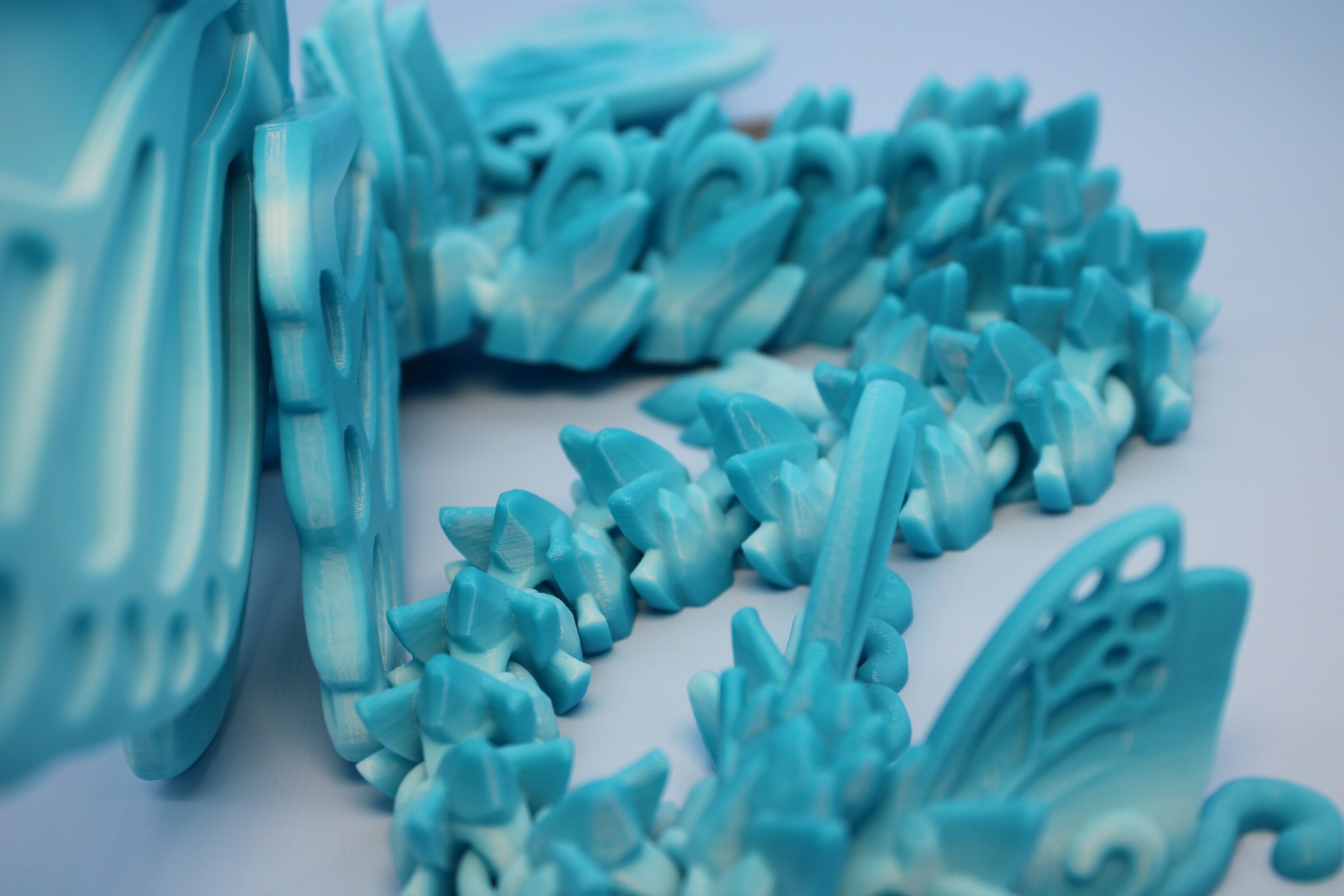 Butterfly Wing Dragon- Blue | 3D Printed Articulating Dragon 18 in.