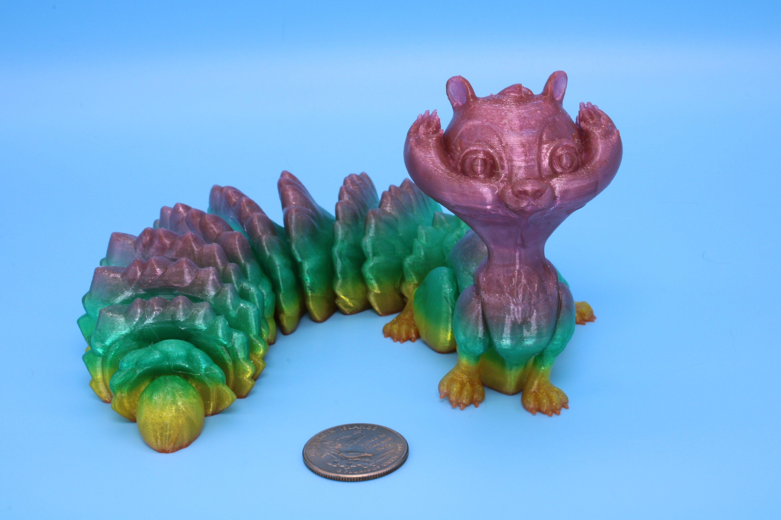 Squirrel- Rainbow | 3D Printed TPU | Cute Flexi Animal | Desk Toy.