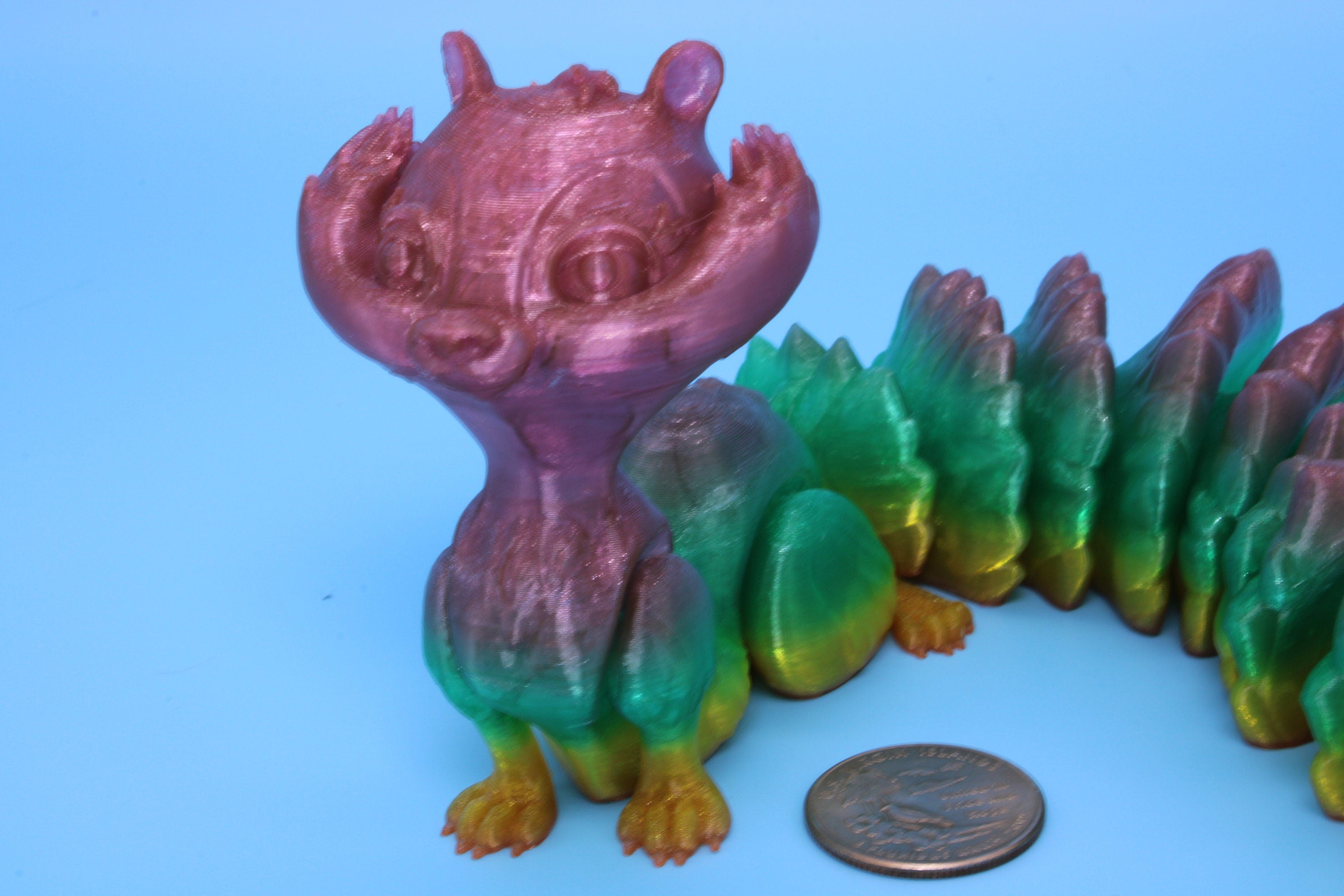 Squirrel- Rainbow | 3D Printed TPU | Cute Flexi Animal | Desk Toy.