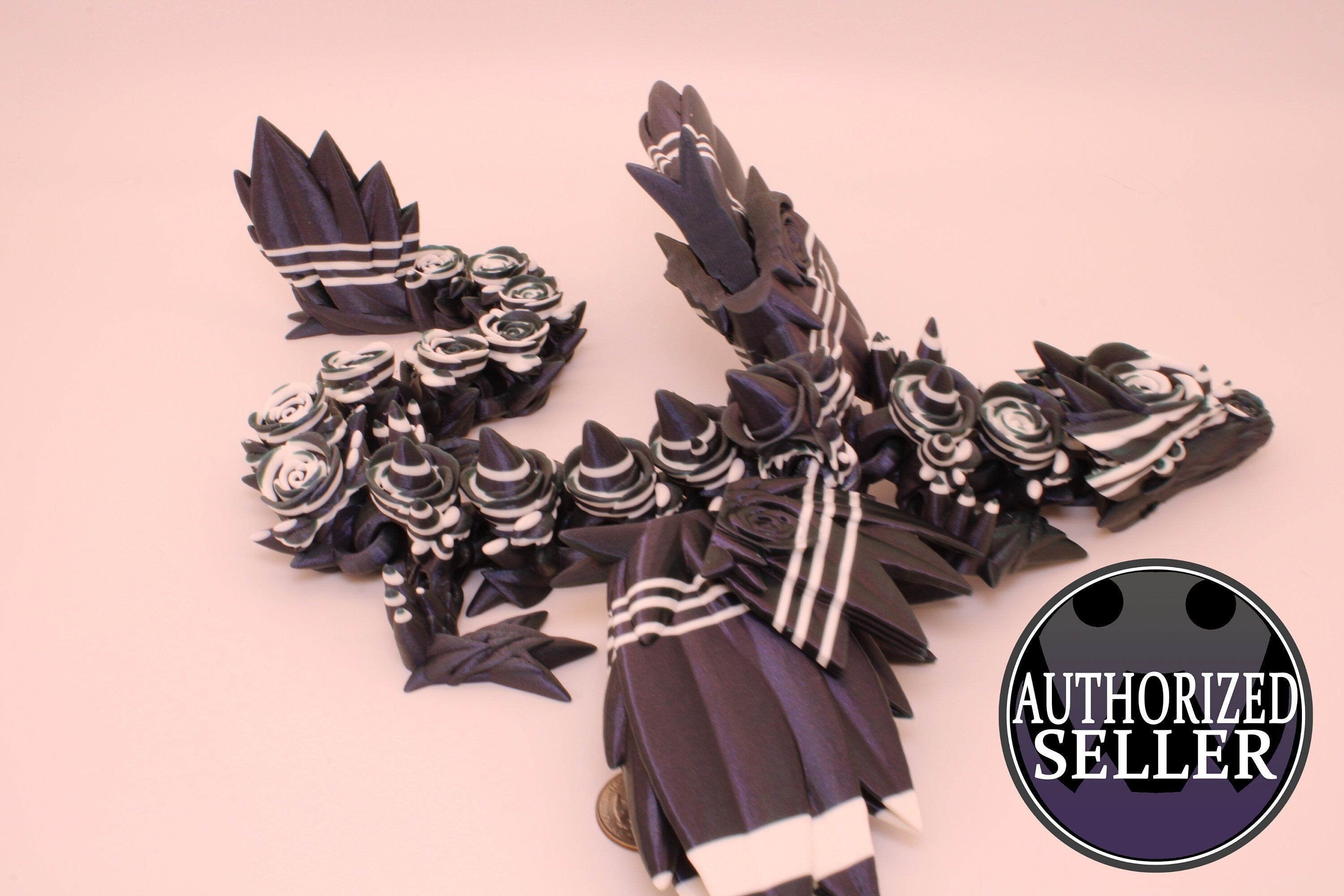 Rose Wing Dragon | Articulating Dragon | 3D Printed Fidget | 19 in.