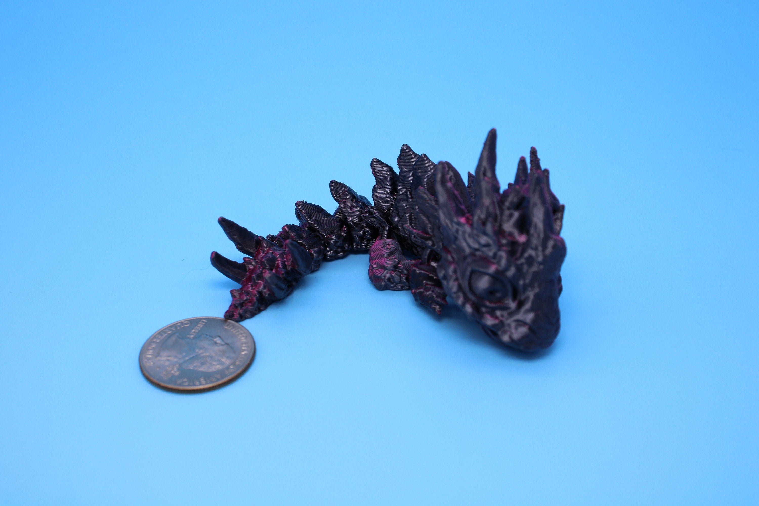 Stone Baby Dragon | 3D Printed | Red And Black Dragon | Great Fidget Toy | Desk Buddy | Sensory Toy