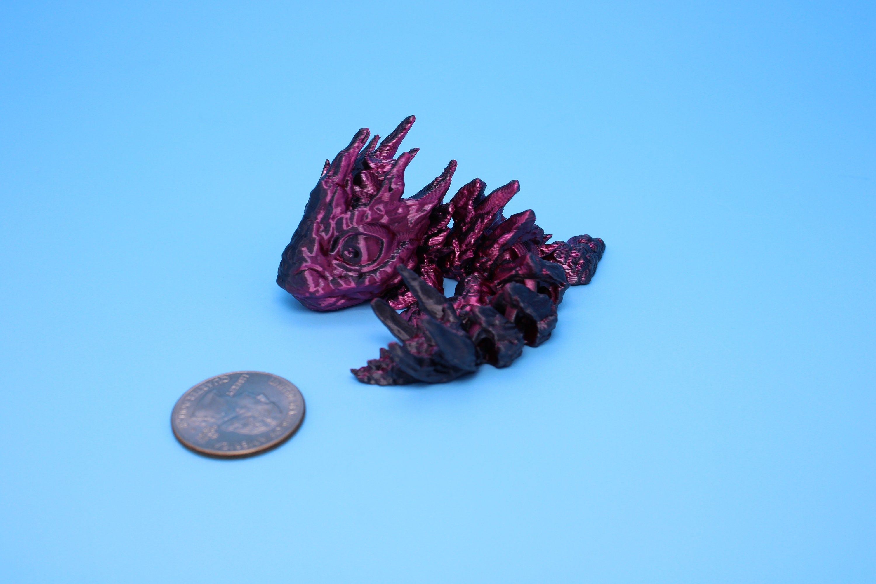 Stone Baby Dragon | 3D Printed | Red And Black Dragon | Great Fidget Toy | Desk Buddy | Sensory Toy