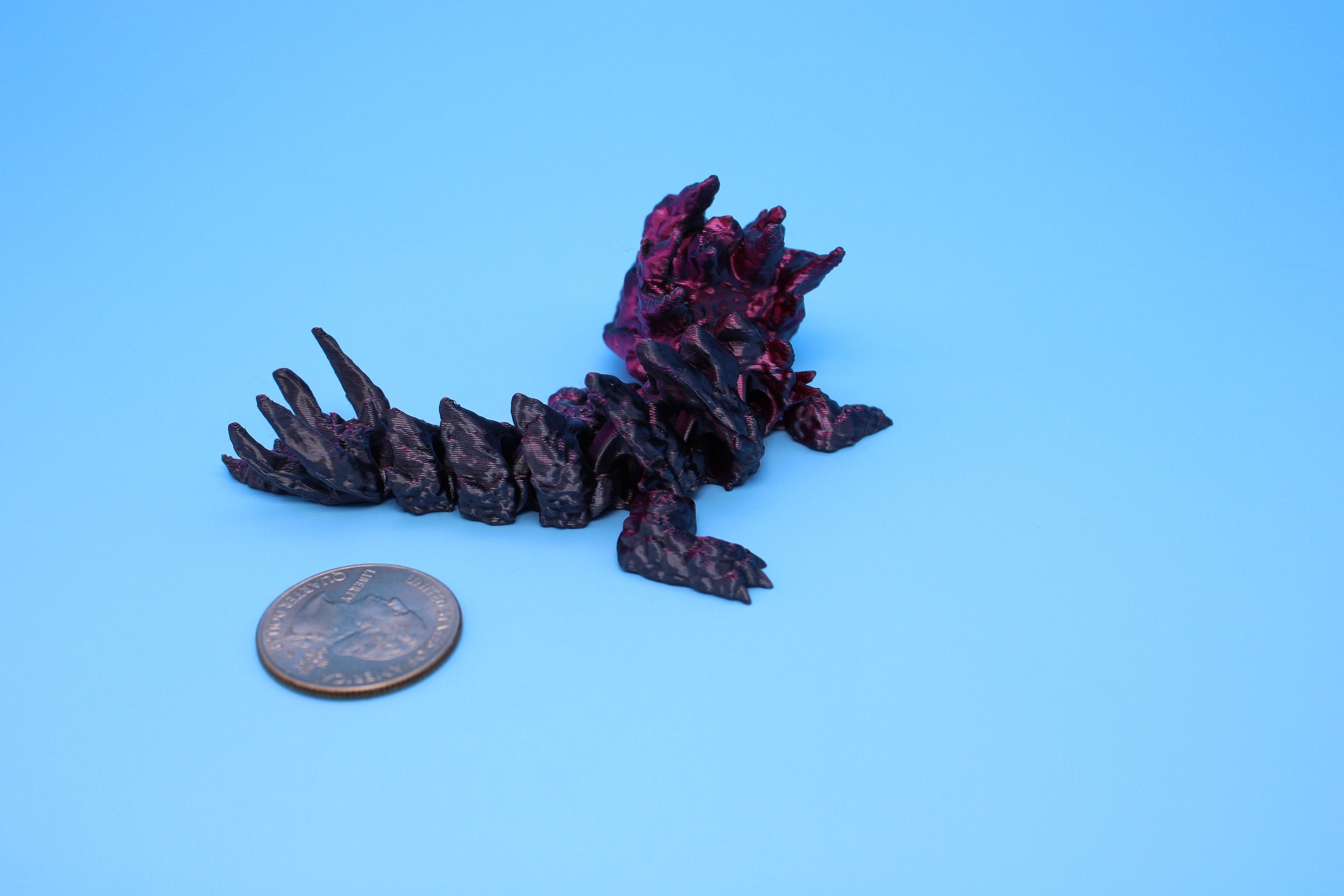 Stone Baby Dragon | 3D Printed | Red And Black Dragon | Great Fidget Toy | Desk Buddy | Sensory Toy