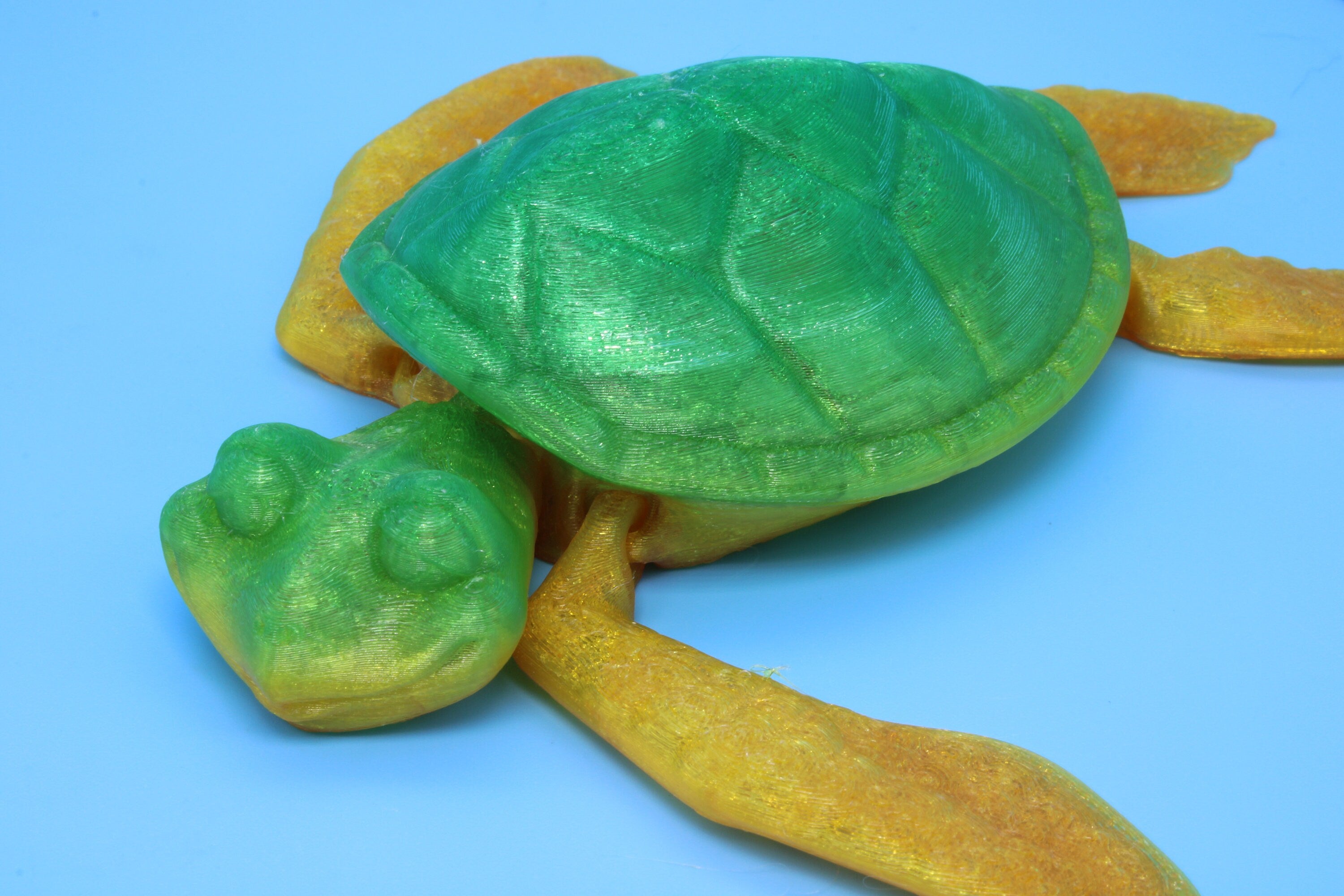 Turtle- Green & Gold | Cute Flexi Toy | Articulating Turtle | 3D printed 4.75 in. | TPU
