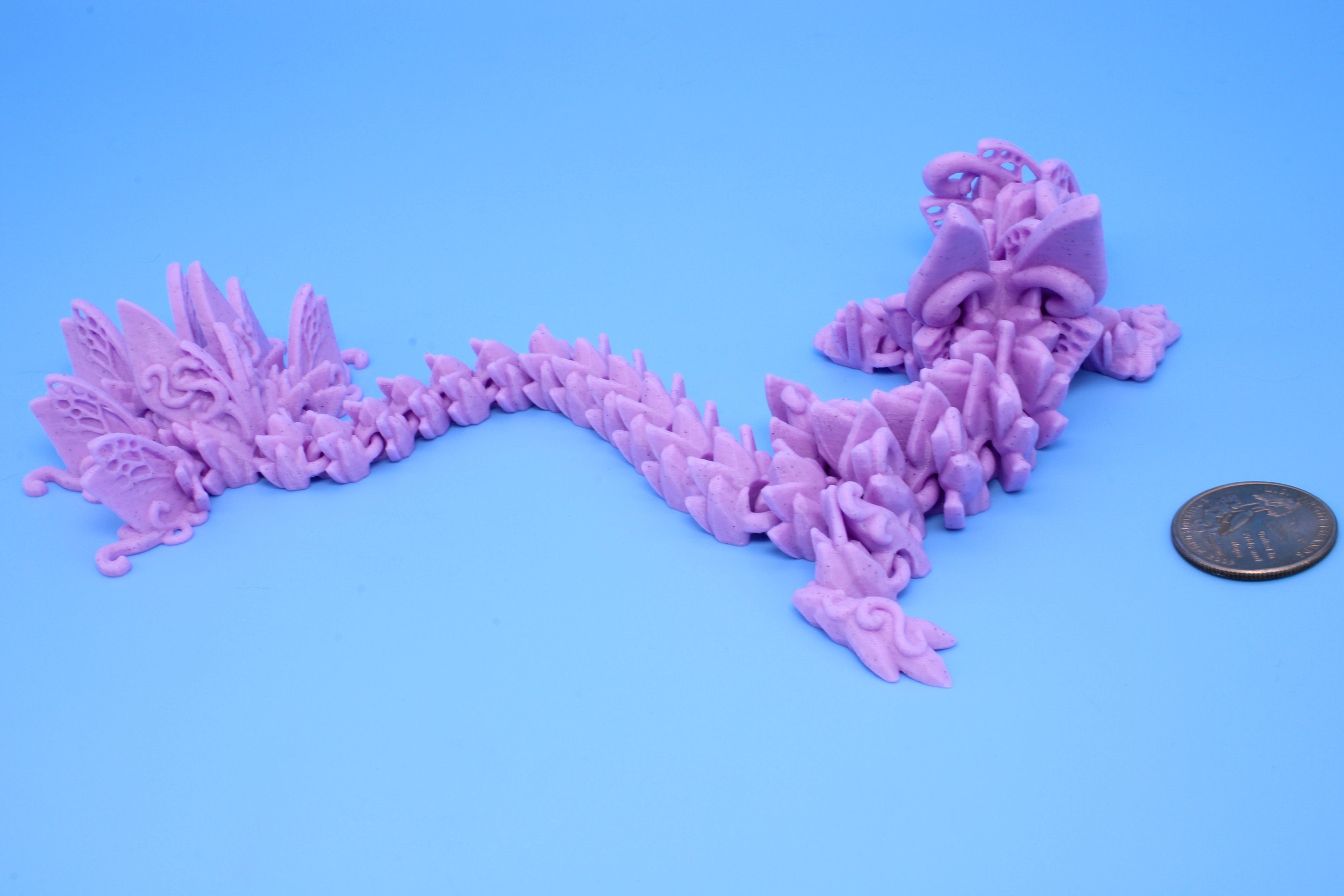 Butterfly Dragon - Pink chip | 3D printed | Articulating Dragon 11.5 in